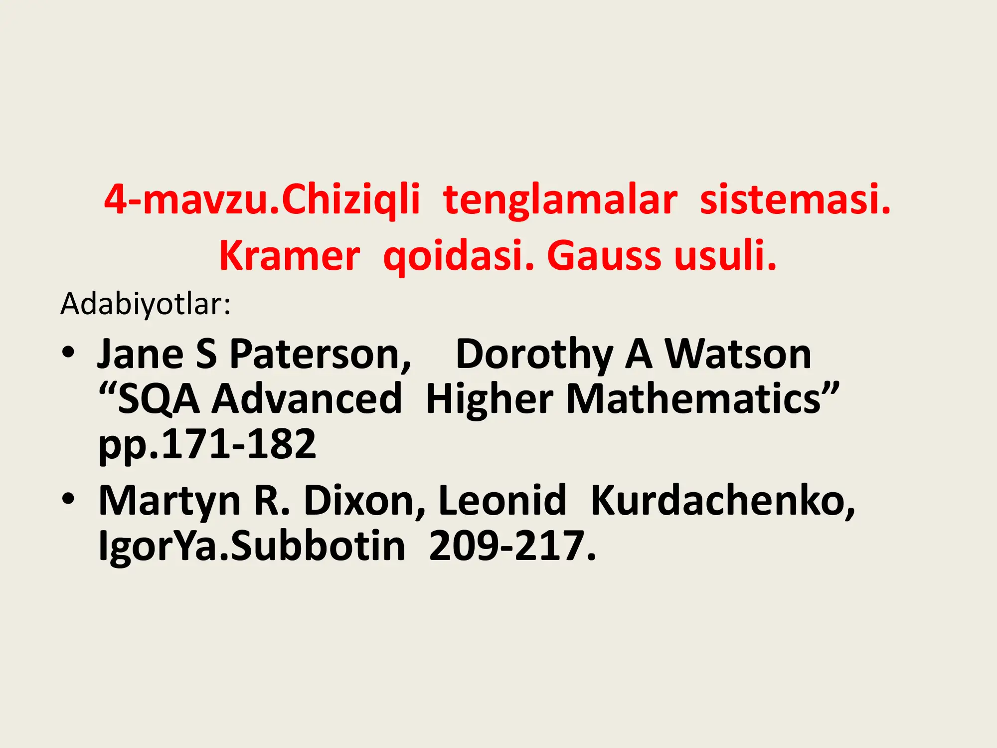 4-mavzu.Сhiziqli tеnglamalar sistеmasi