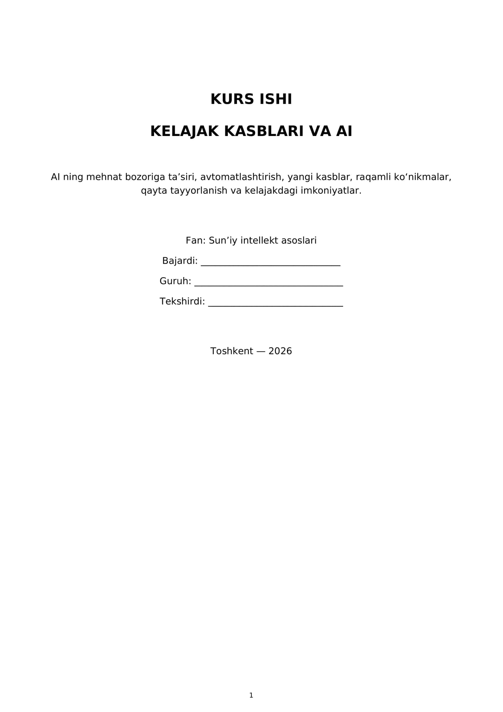 Kelajak kasblari va AI