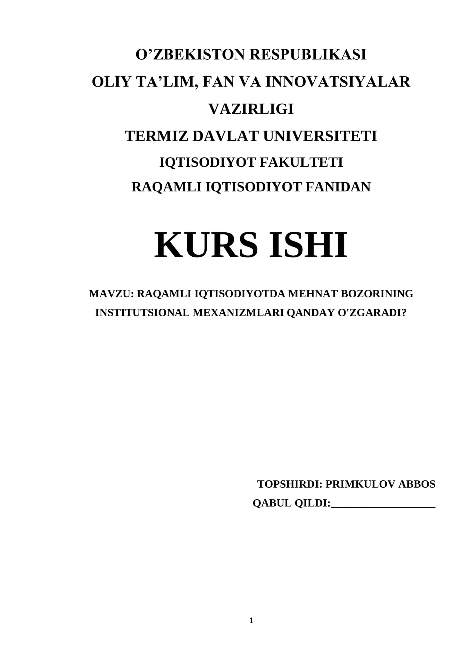 RAQAMLI IQTISODIYOTDA MEHNAT BOZORINING INSTITUTSIONAL MEXANIZMLARI QANDAY O'ZGARADI?