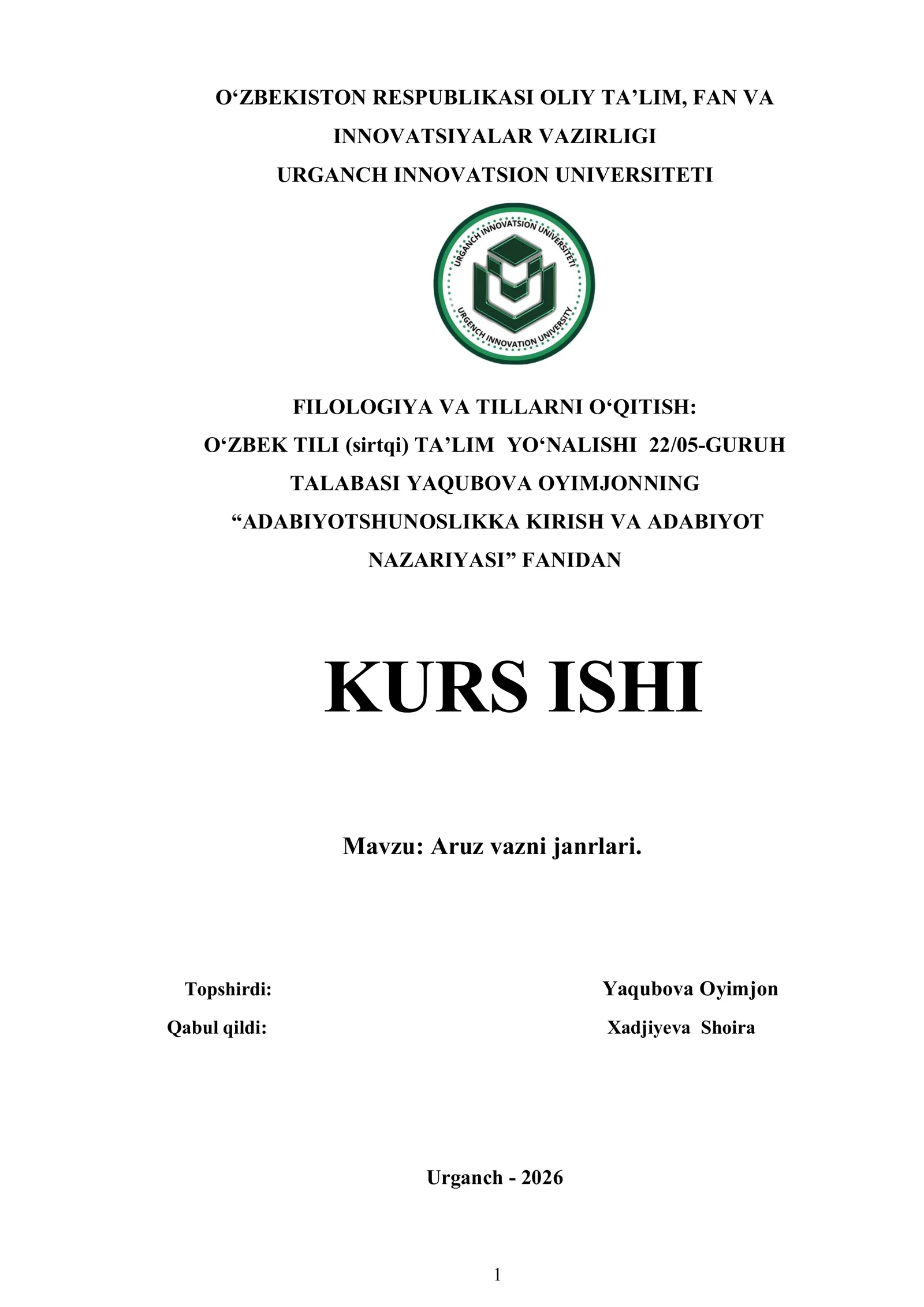 Aruz vazni janrlari