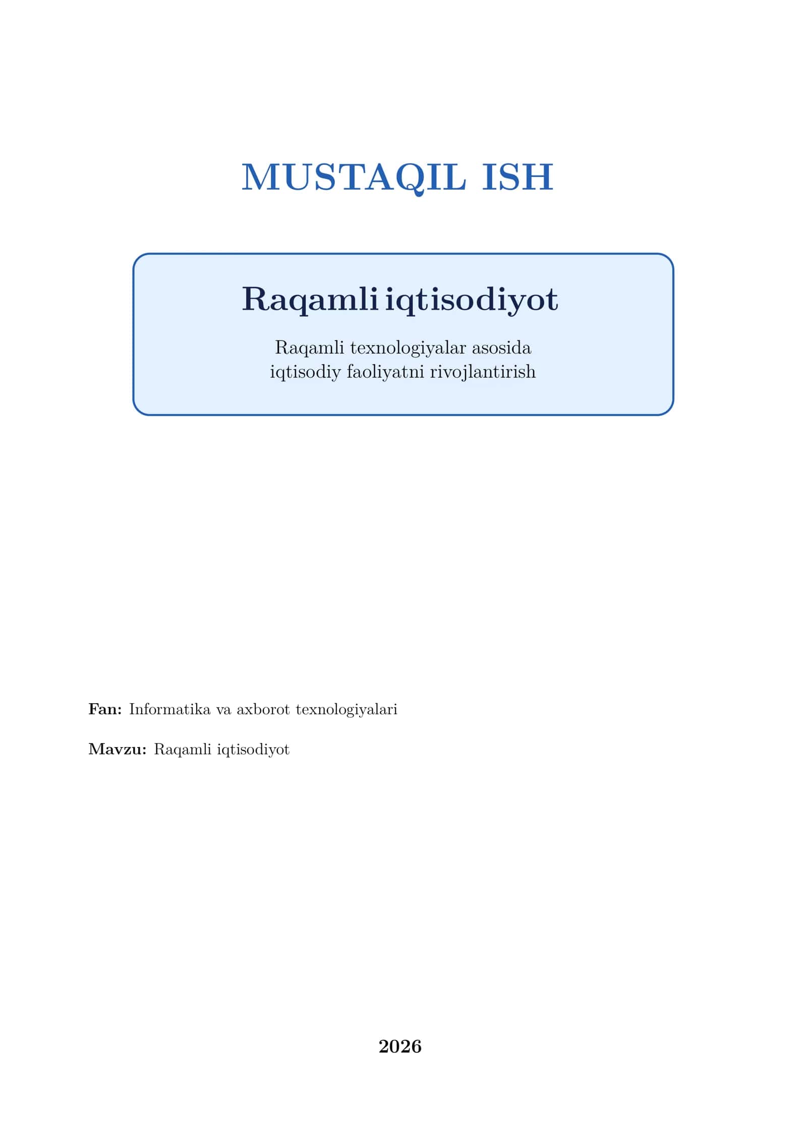 Raqamli iqtisodiyot