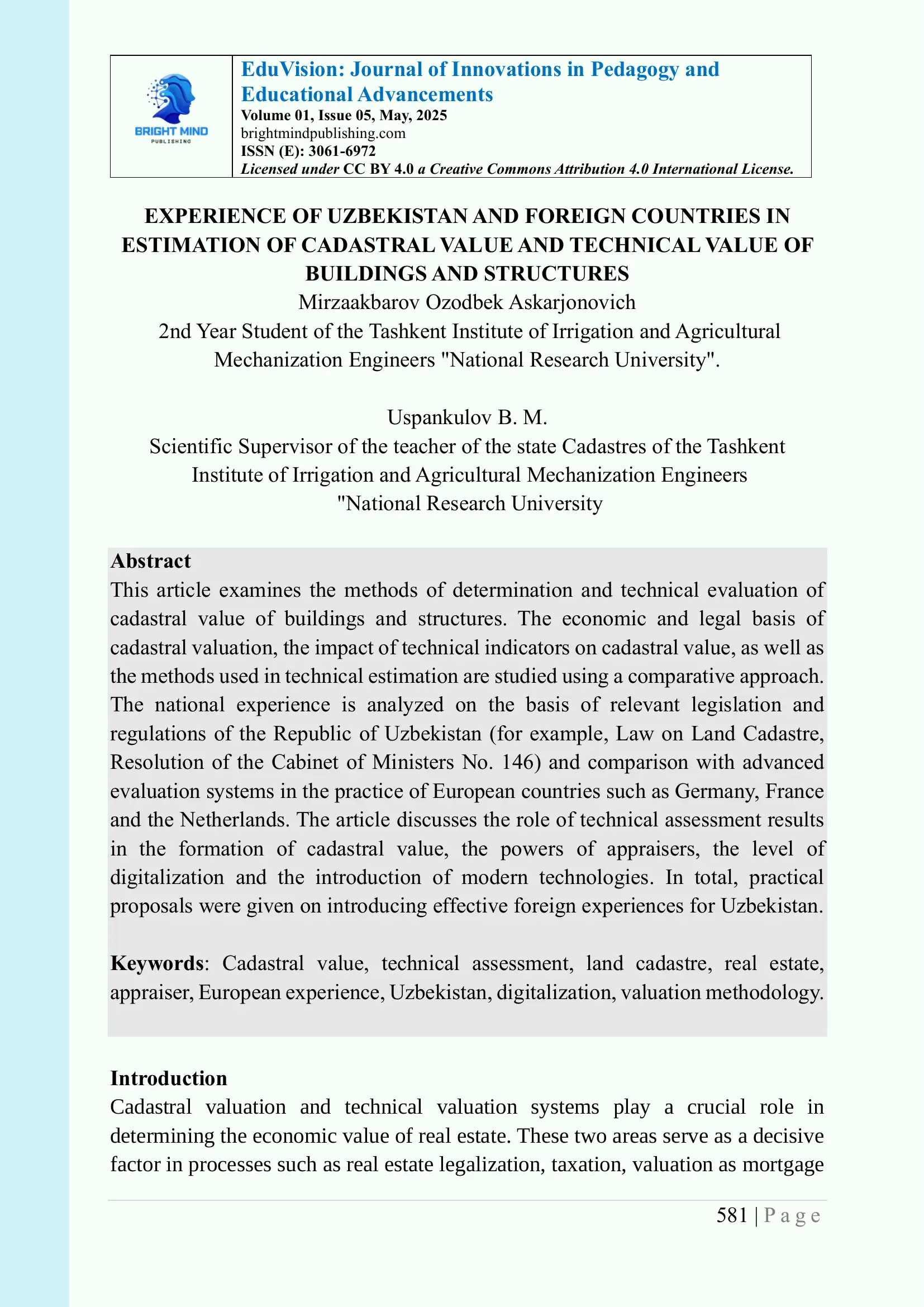 Journal of Innovations in Pedagogy and Educational Advancements