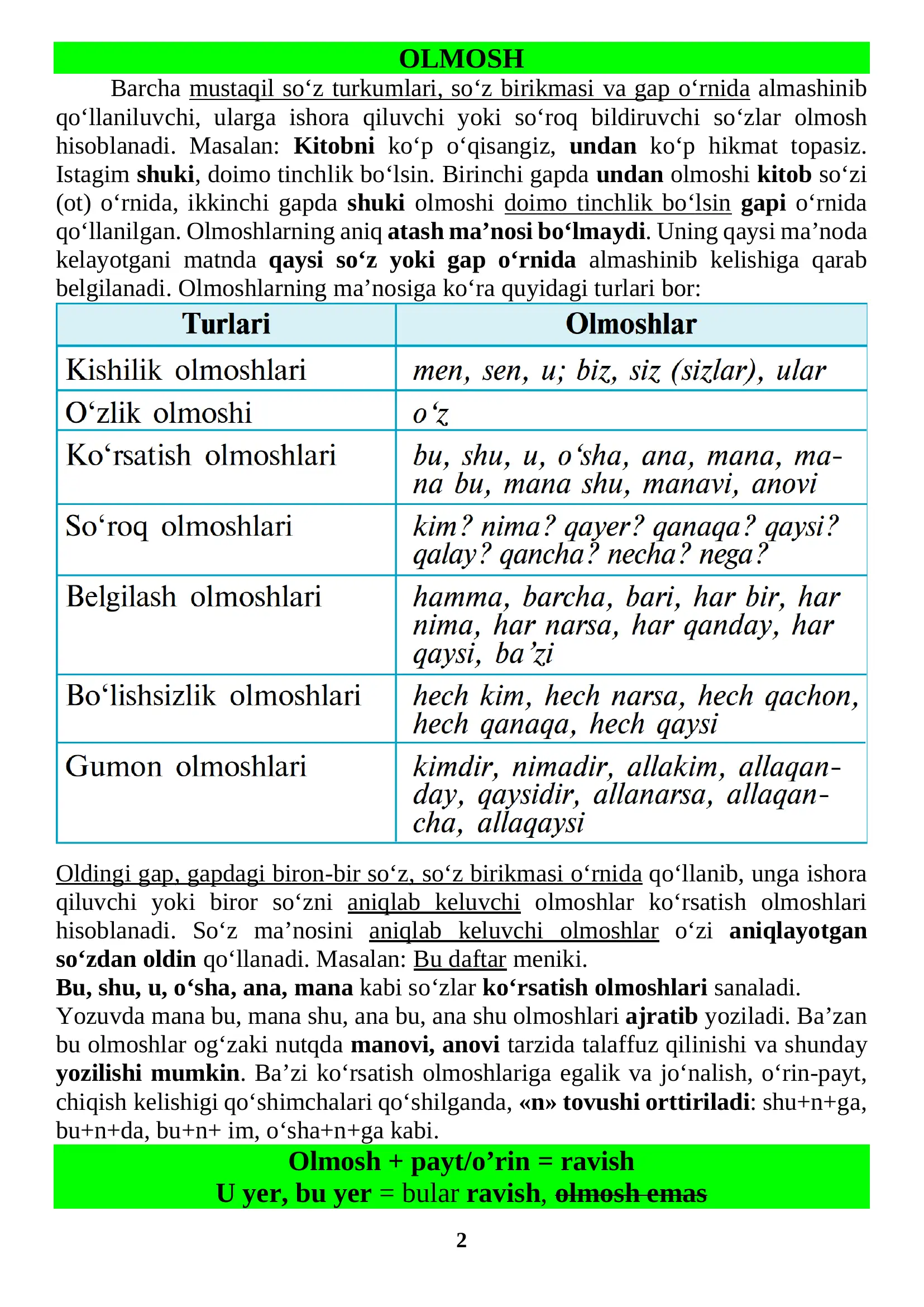 7 -ona tili sertifikat mavzulashtirilgan testlar bilan.