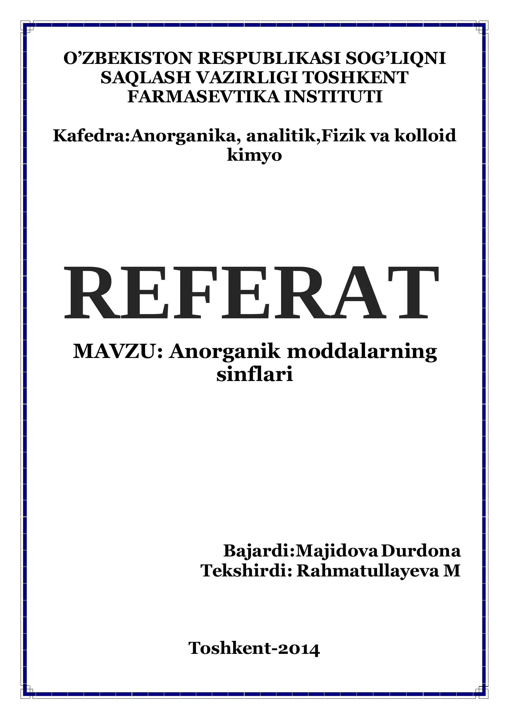 Anorganik moddalarning sinflarini tushunish