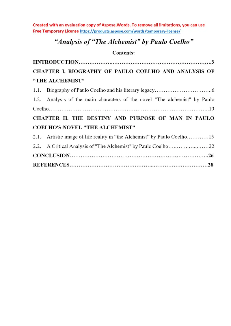 Analysis of “The Alchemist” by Paulo Coelho