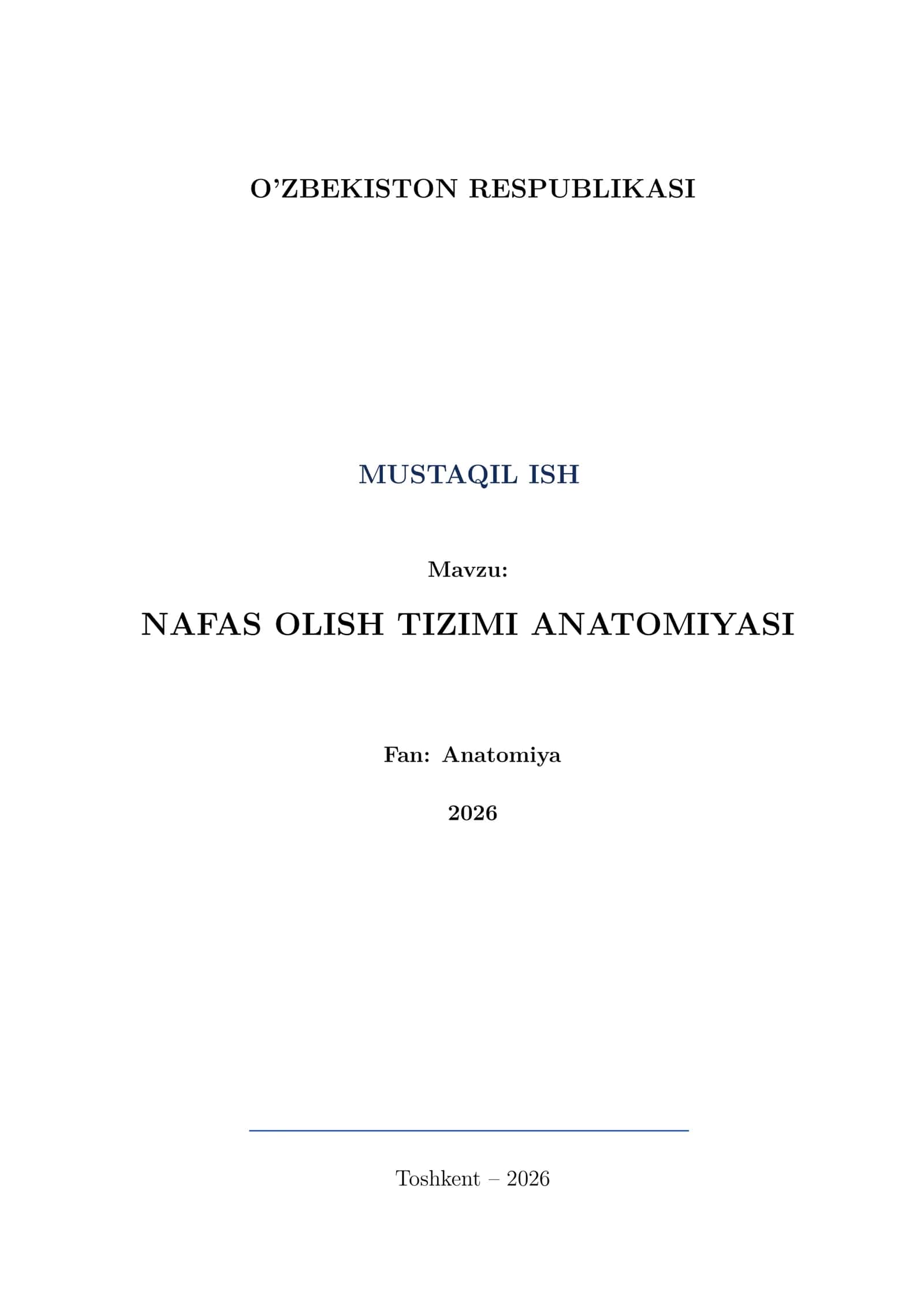 NAFAS OLISH TIZIMI ANATOMIYASI