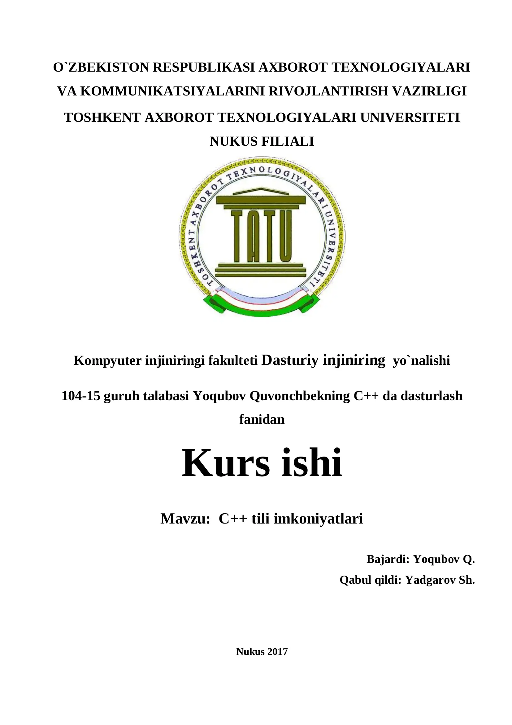 C++ tili imkoniyatlari