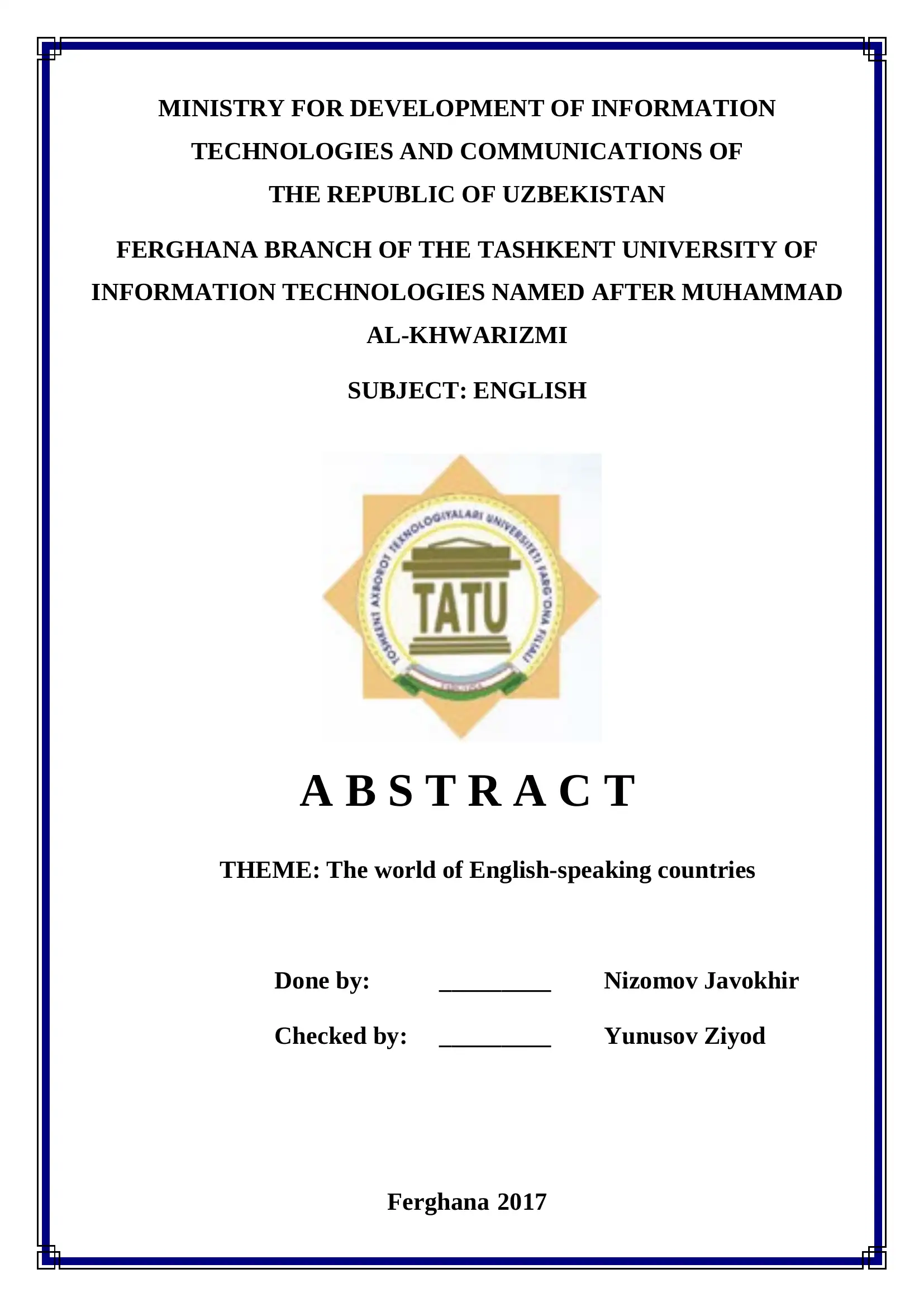 Theme: The world of English-speaking countries