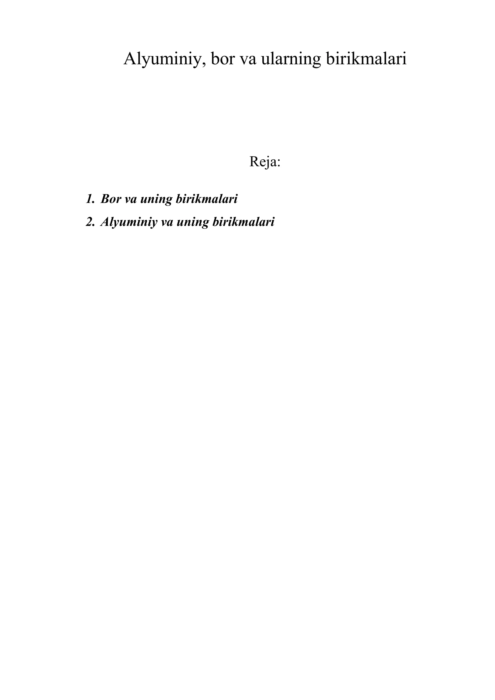 Alyuminiy, bor va ularning birikmalari
