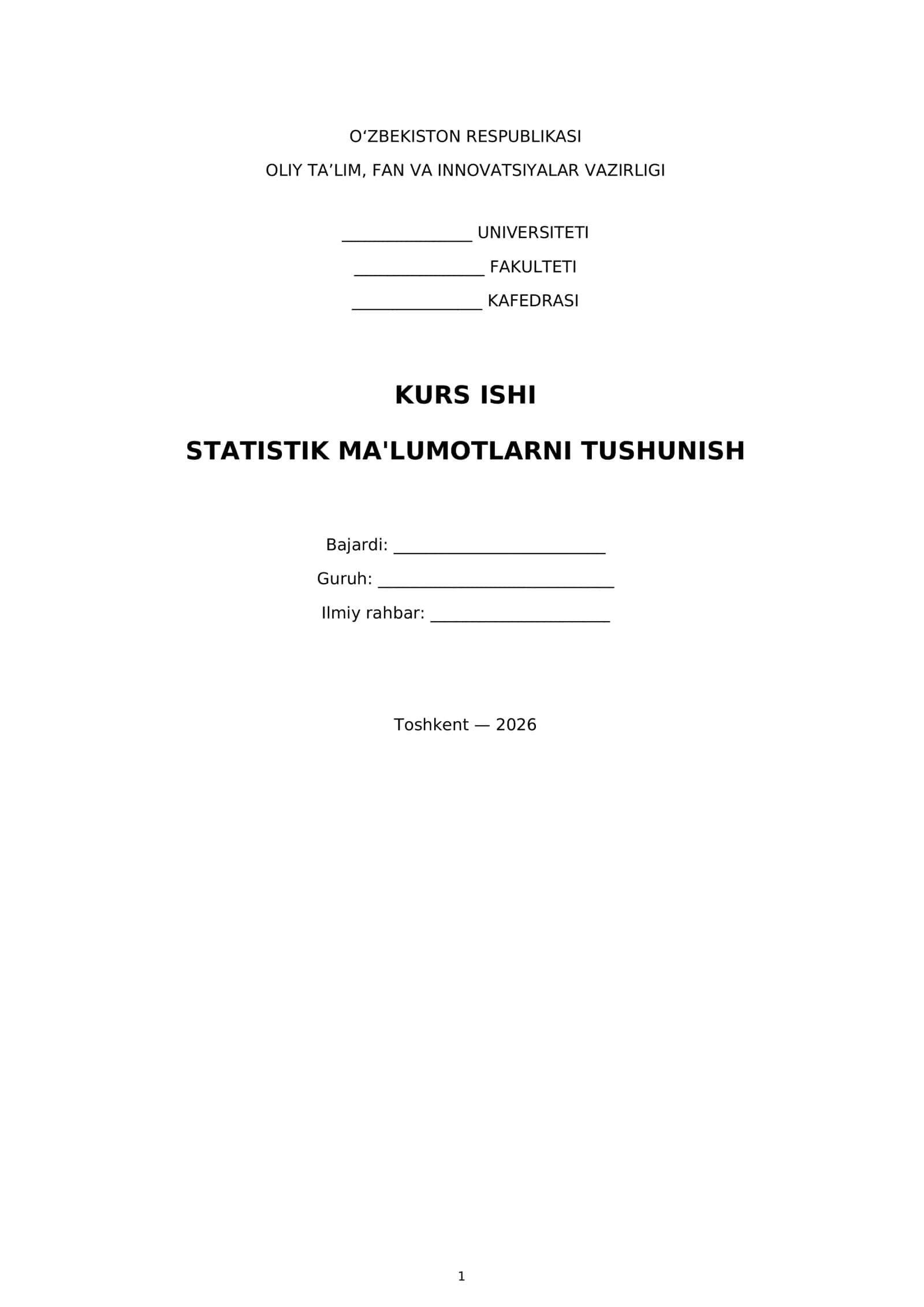 STATISTIK MA'LUMOTLARNI TUSHUNISH