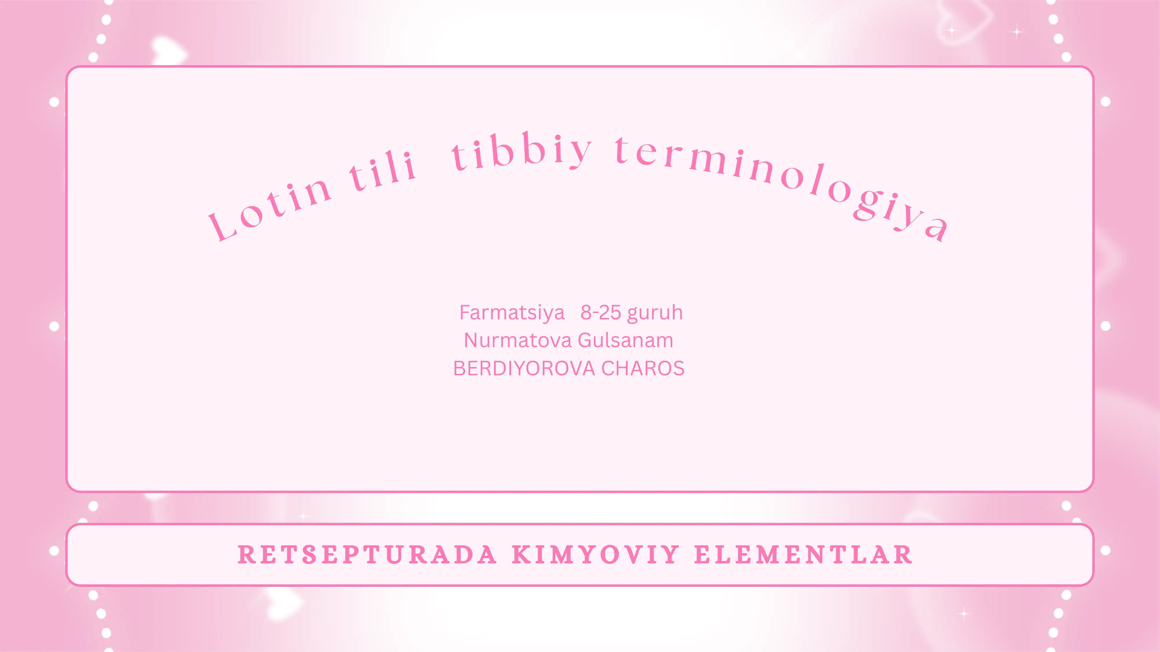 Kimyoviy elementlar Retsepturada