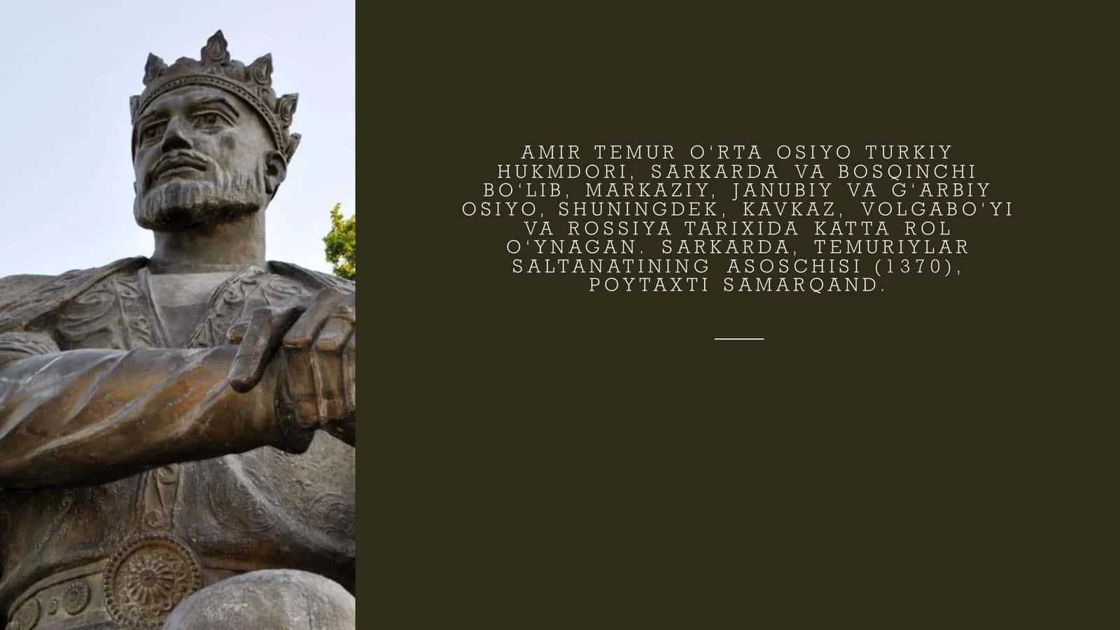 AMIR TEMUR VA TEMURIYLAR DAVRIGA OID TARIXIY, BADIIY ASARLAR BILAN TANISHISH