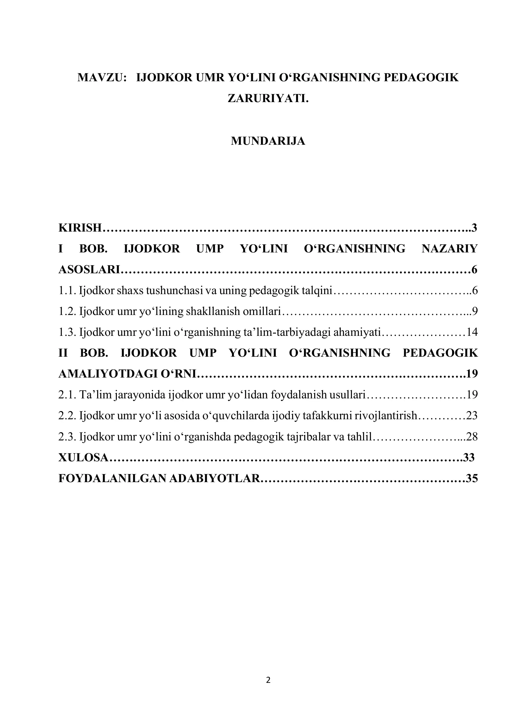 IJODKOR UMR YO‘LINI O‘RGANISHNING PEDAGOGIK ZARURIYATI