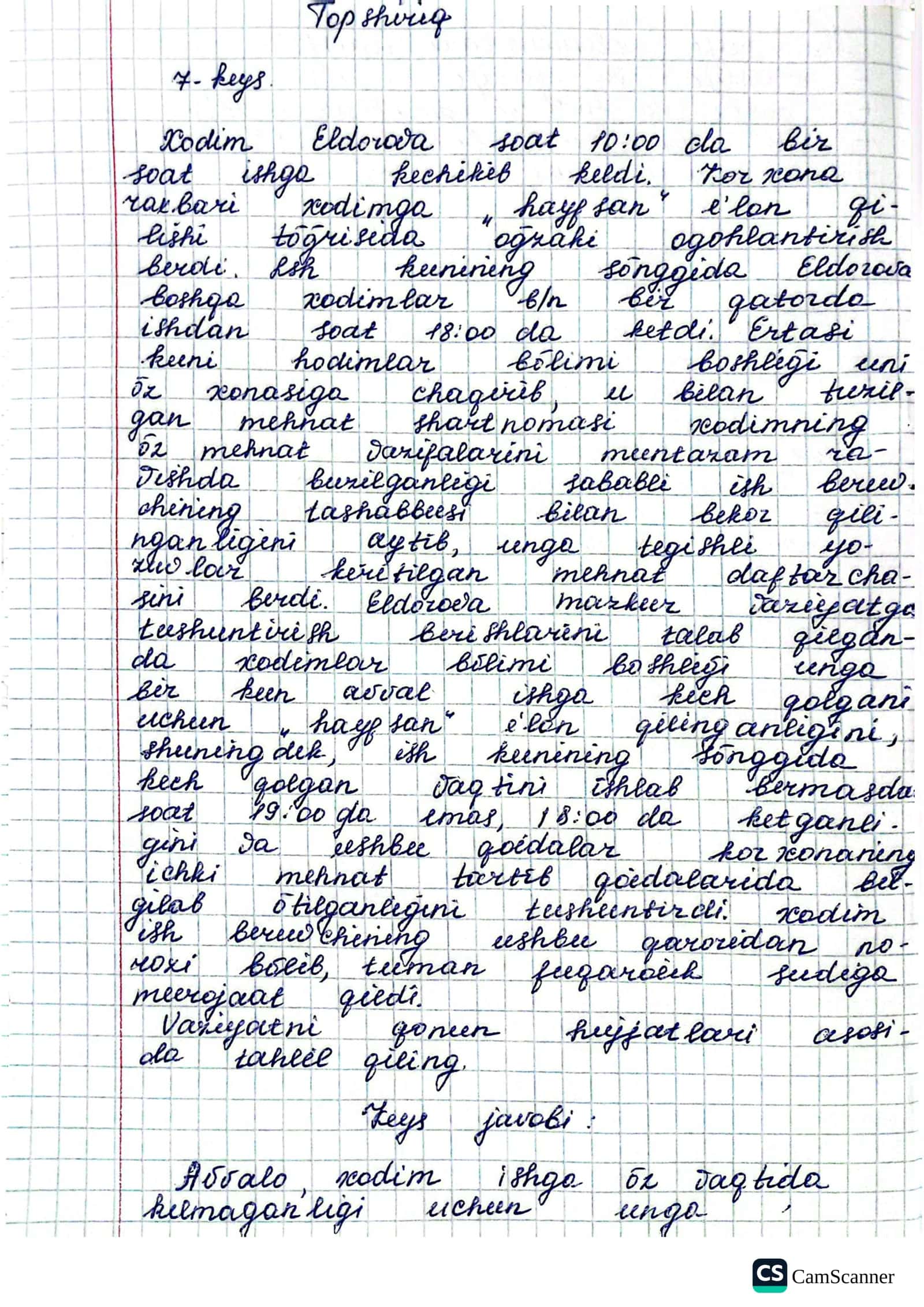 Mehnat qonunchiligiga oid real keys