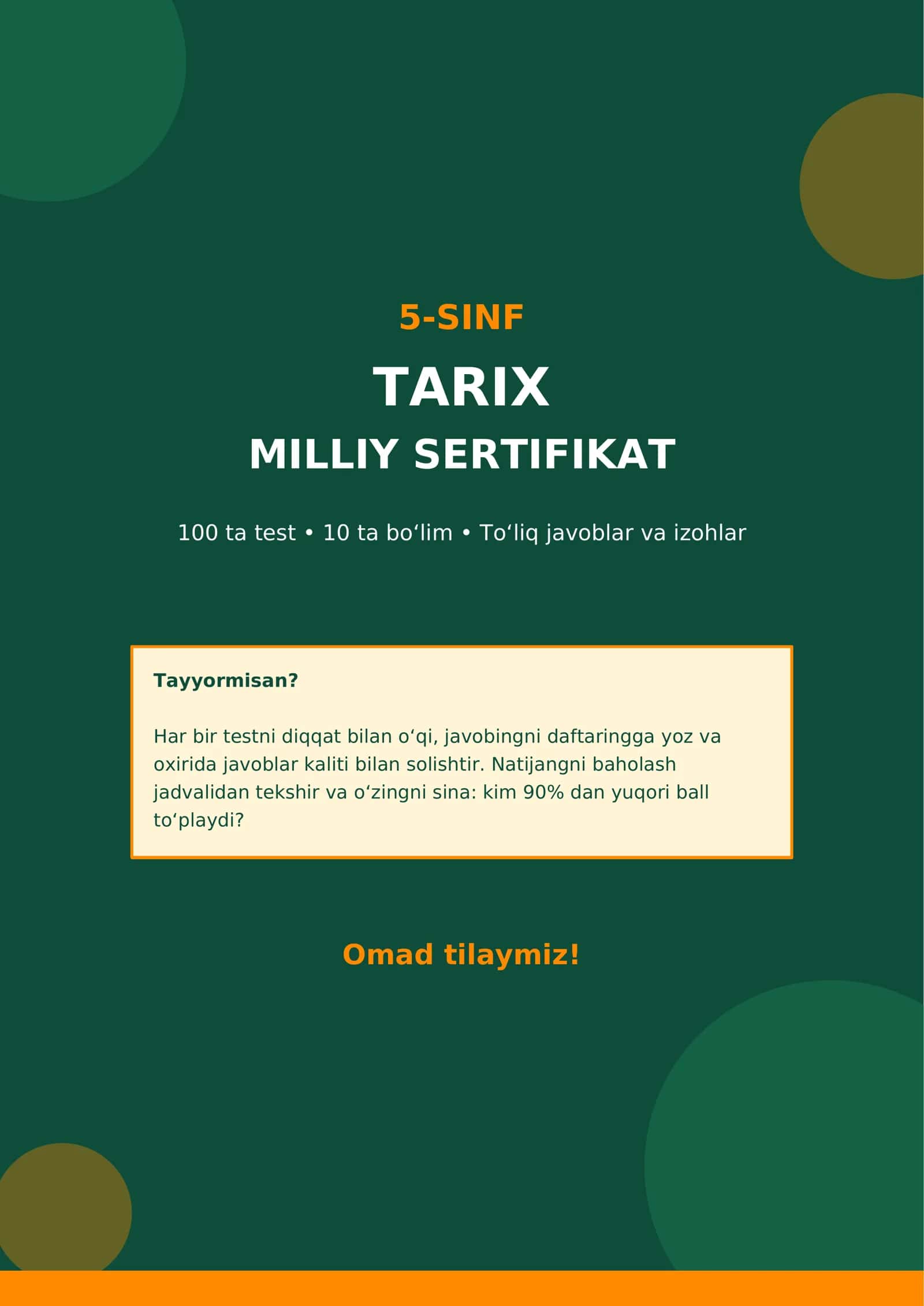5-SINF TARIX | MILLIY SERTIFIKAT TAYYORGARLIGI