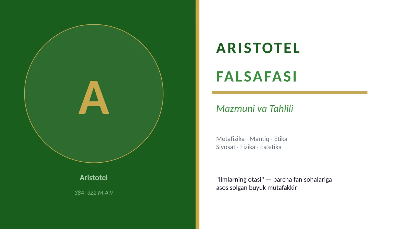 ARISTOTEL FALSAFASI