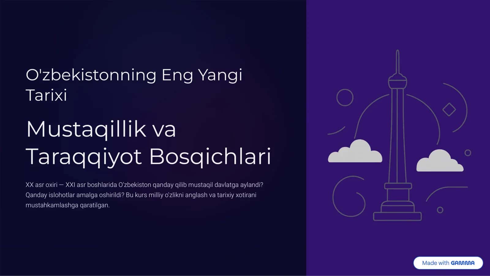 O‘ZBEKISTONNING ENG YANGI TARIXI: MUSTAQILLIK VA TARAQQIYOT BOSQICHLARI