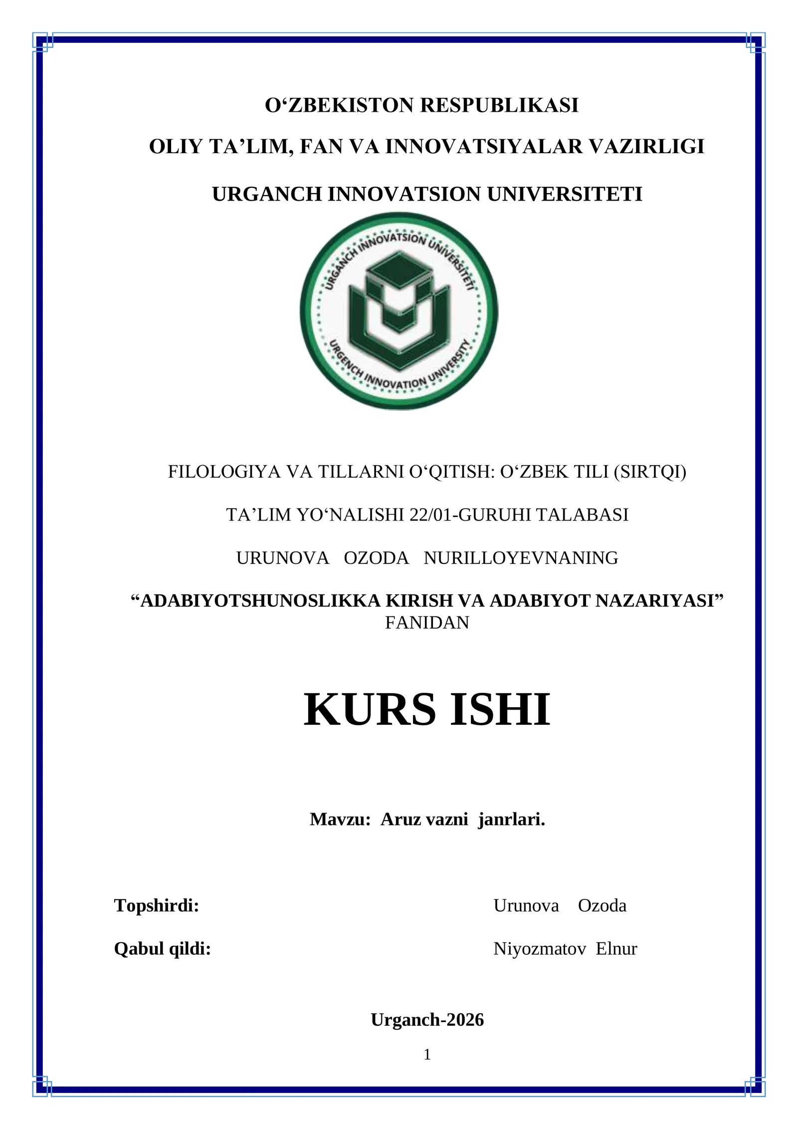 Aruz vazni janrlari
