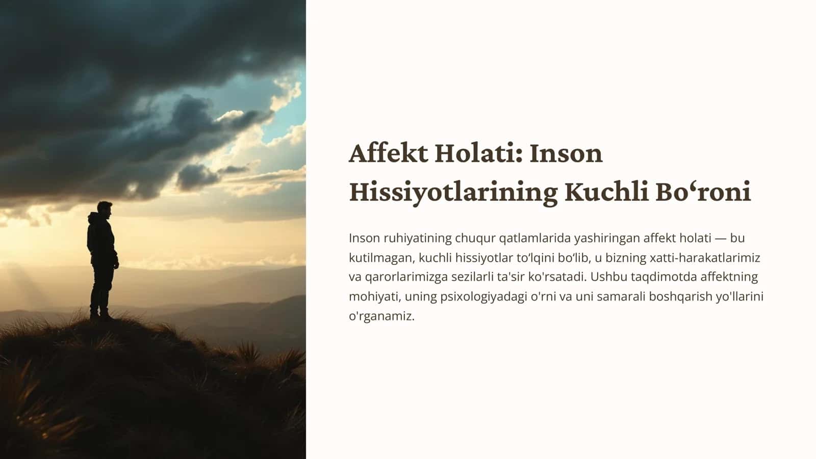 Affekt Holati Inson Hissiyotlarining Kuchli Bo8roni