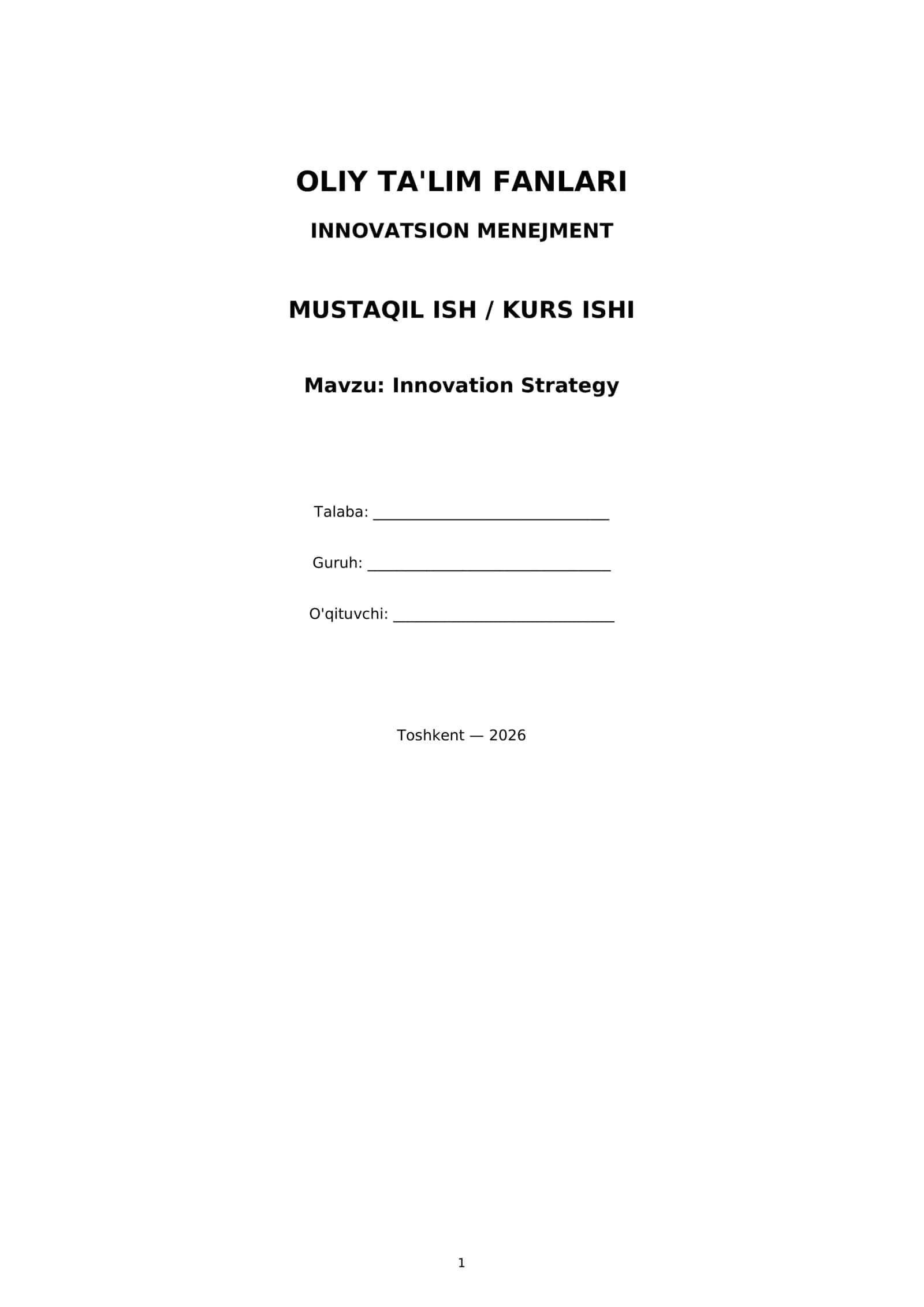 Innovation Strategy