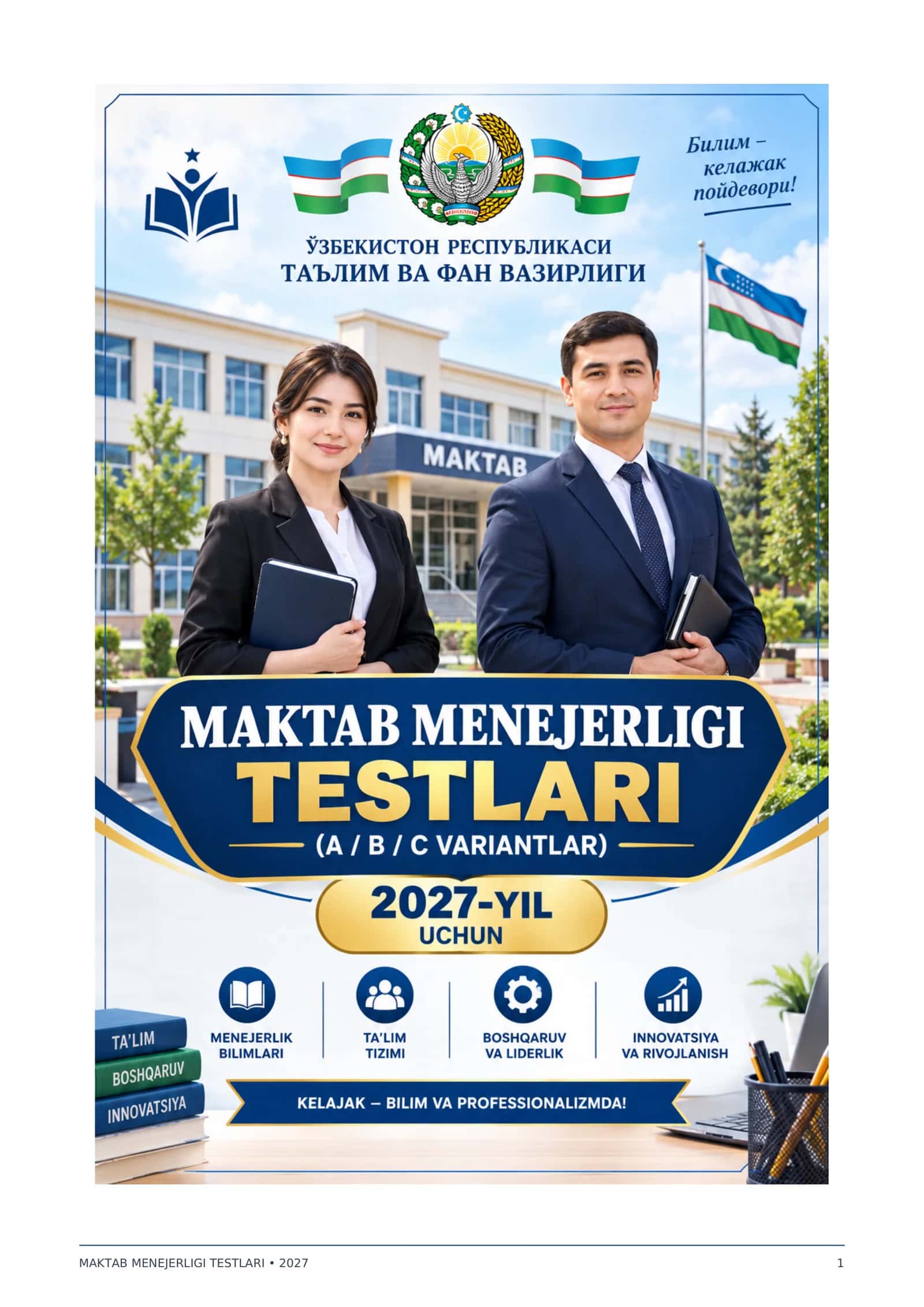 MAKTAB MENEJERLIGI UCHUN 500 TA TEST