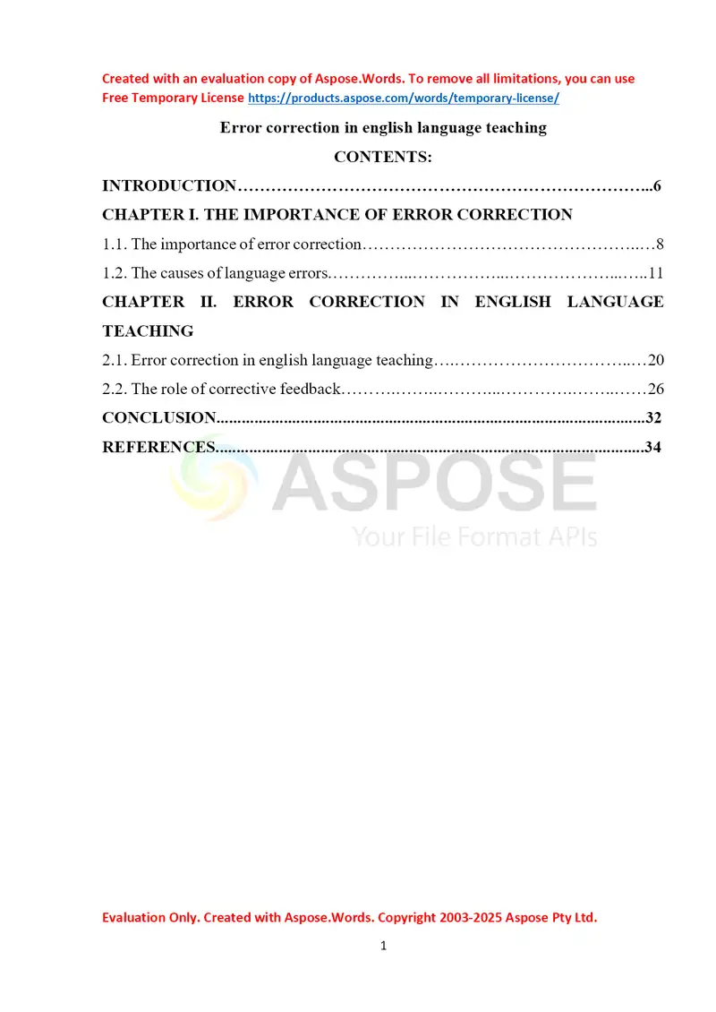 Error correction in english language teaching