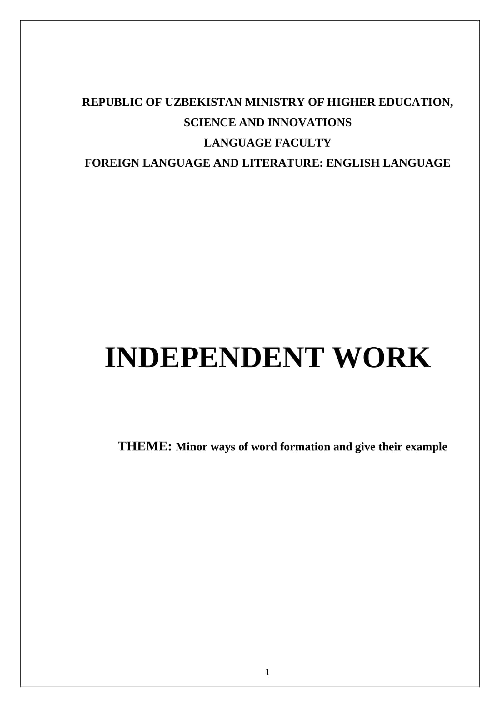Minor ways of Word Formation