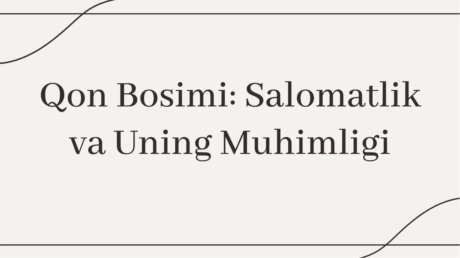 qon bosimi