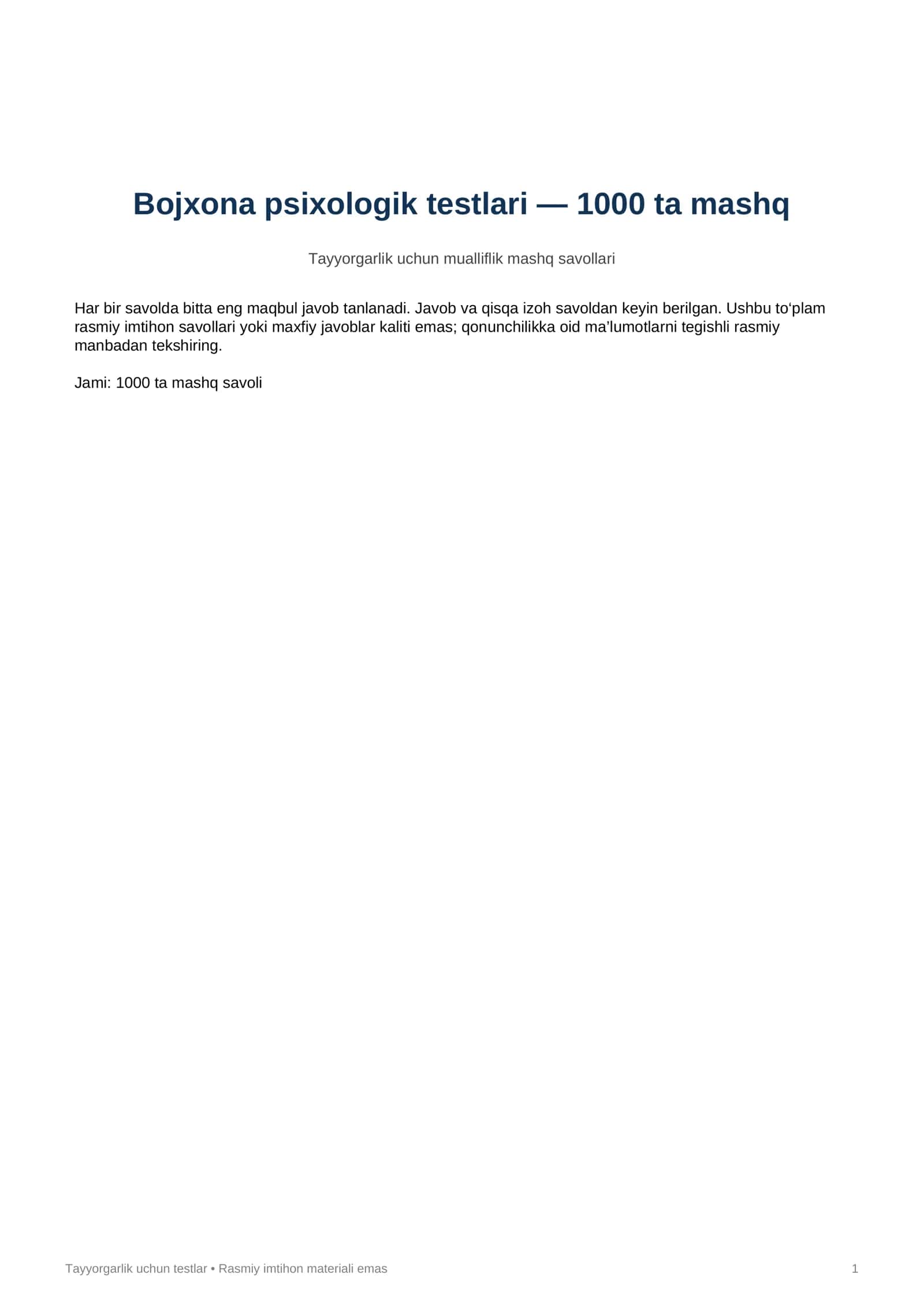 Bojxona psixologik testlari