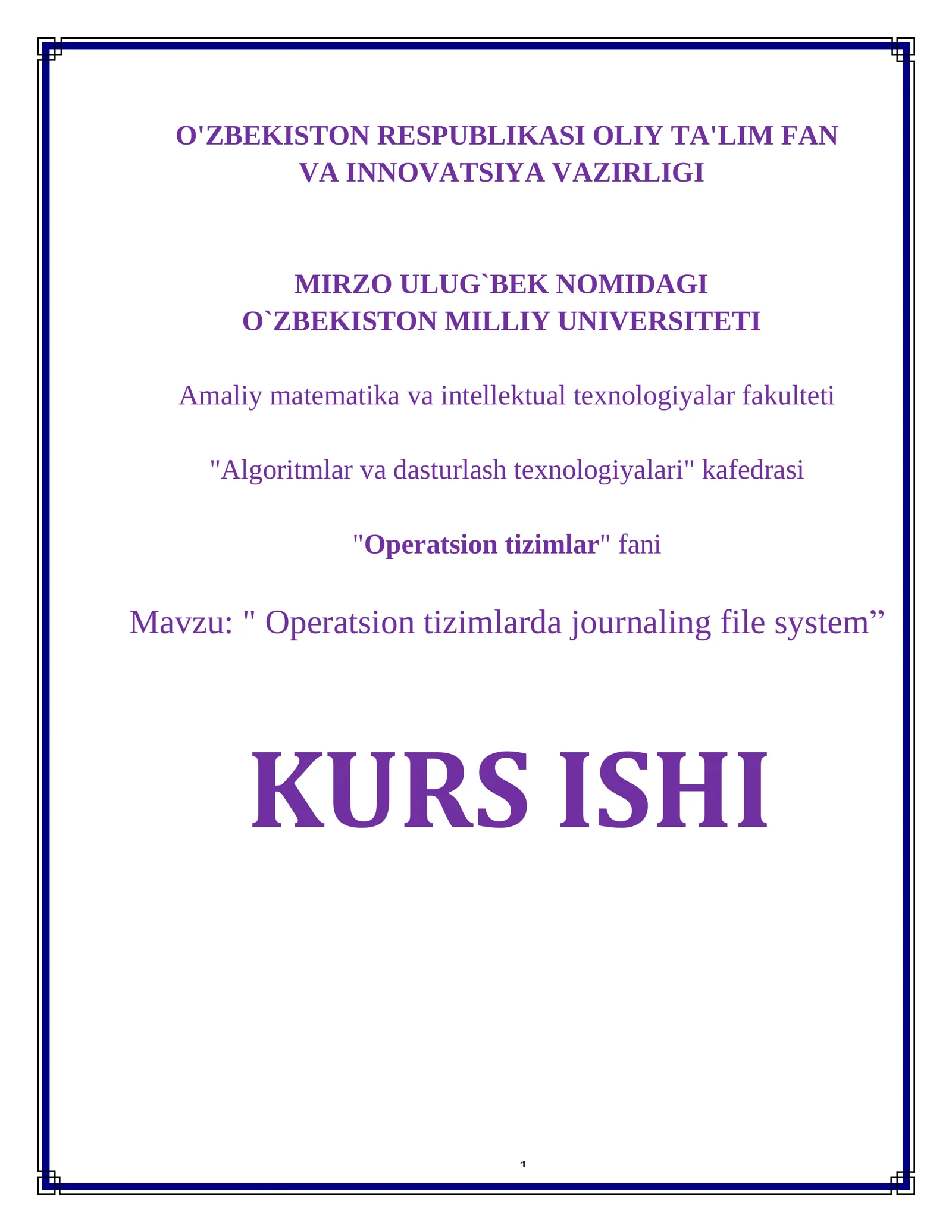 Operatsion tizimlarda journaling file system