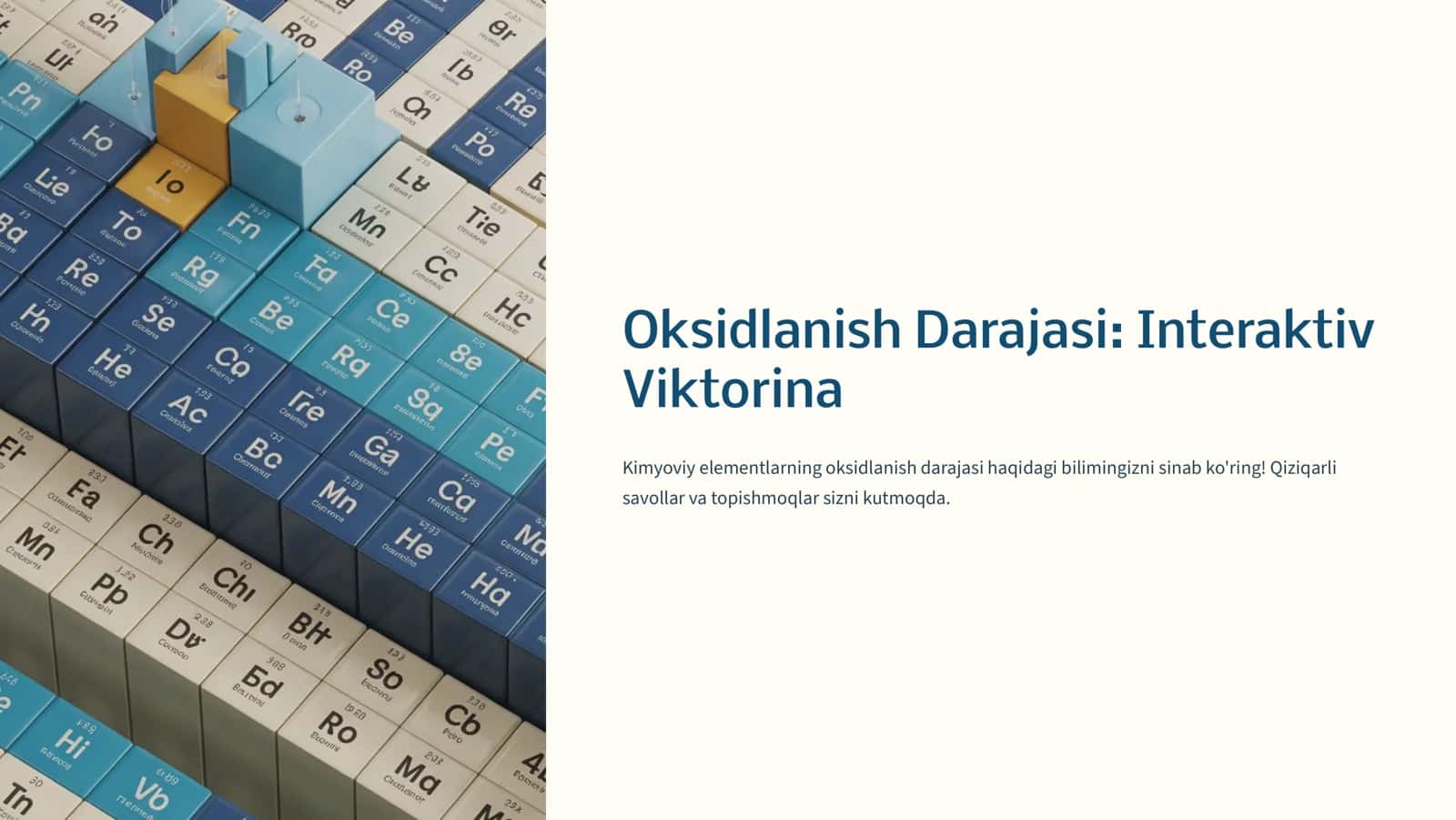 Kimyoviy Oksidlanish Darajasi: Interaktiv Viktorina