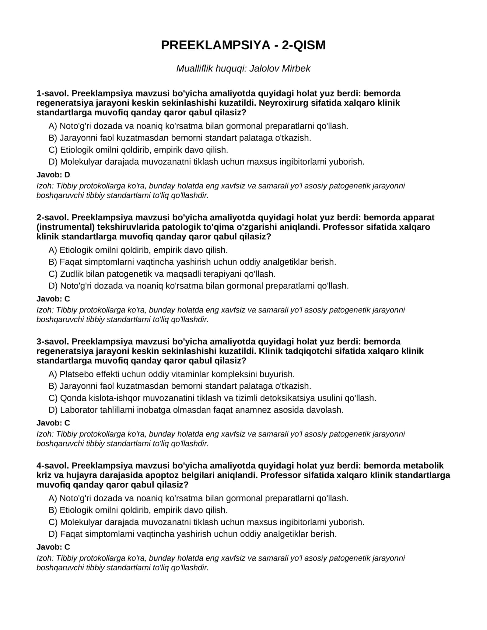 PREEKLAMPSIYA - 2-QISM