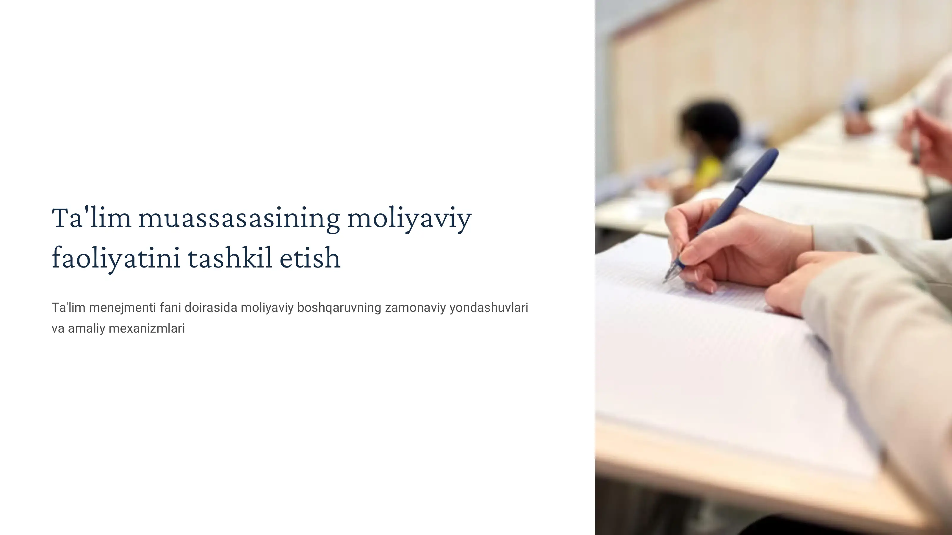 Ta'lim muassasasining moliyaviy faoliyatini tashkil etish