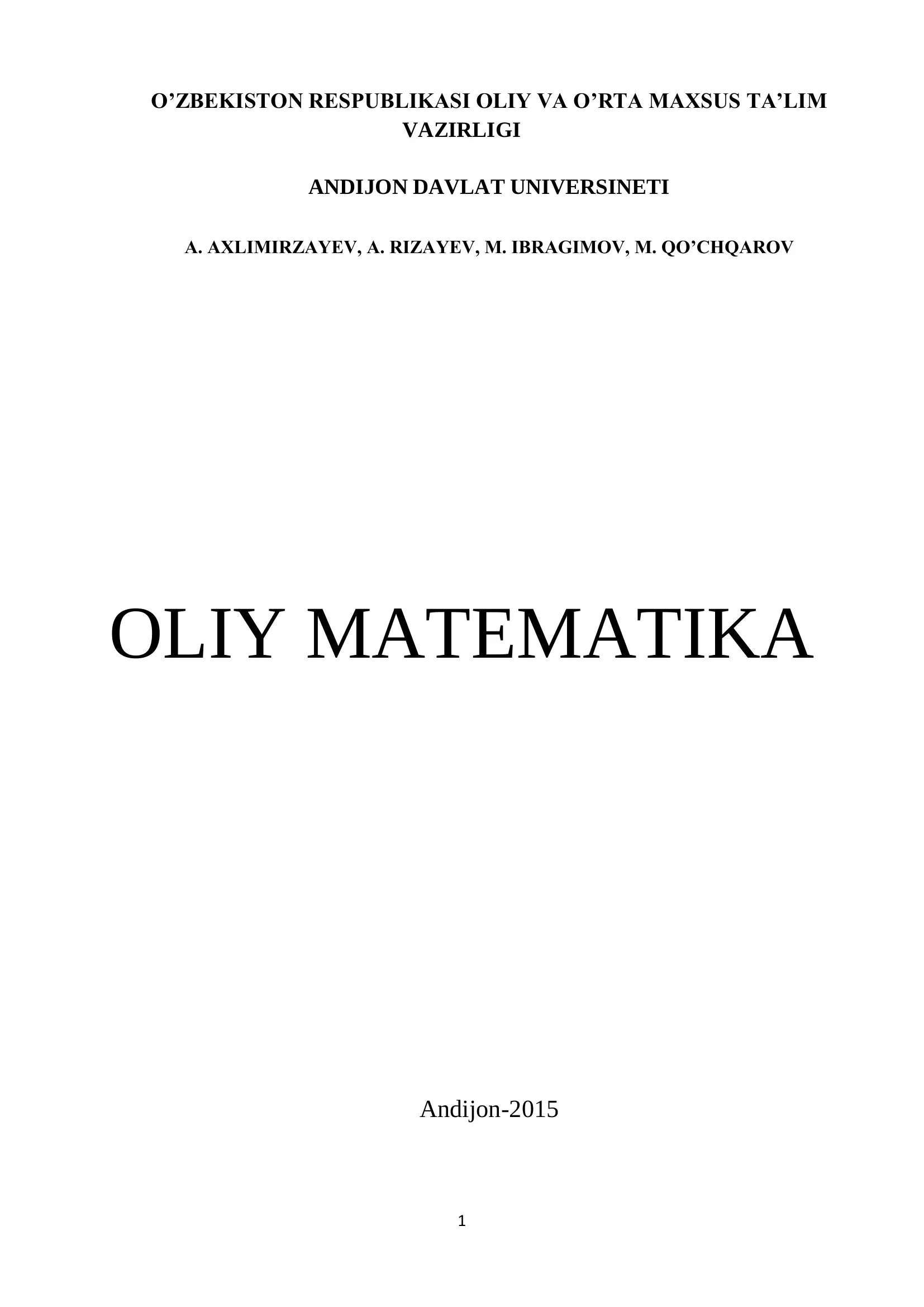 OLIY MATEMATIKA