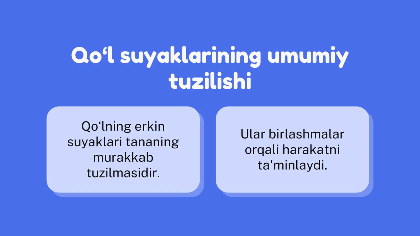 Qo‘l suyaklarining umumiy tuzilishi