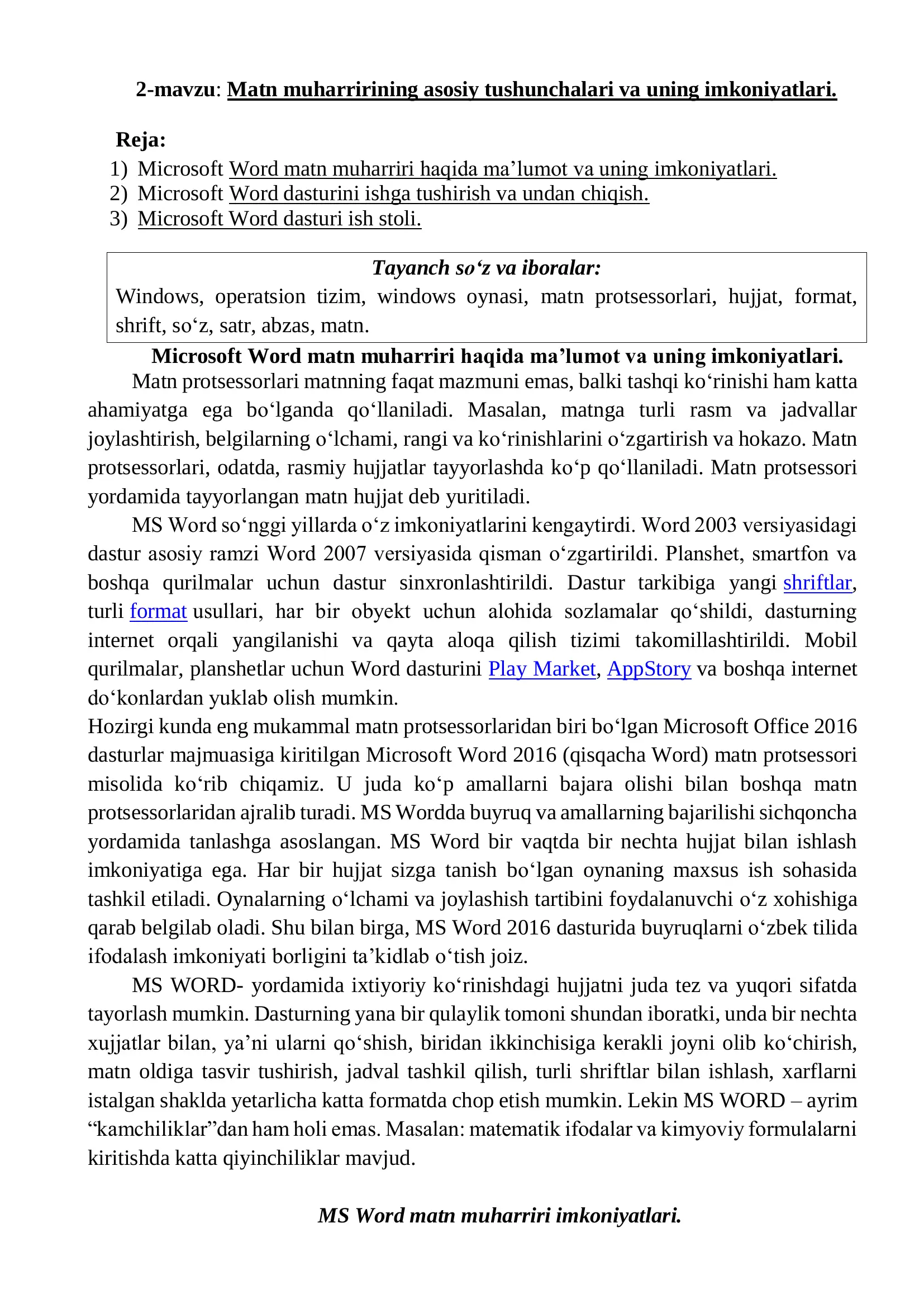 Microsoft Word matn muharriri