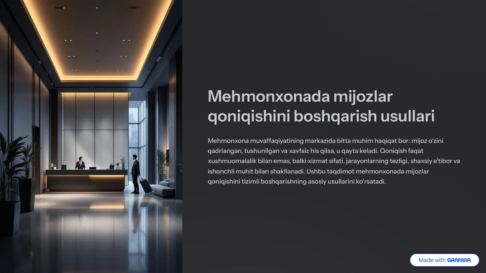 Mehmonxonada mijozlar qoniqishini boshqarish usullari