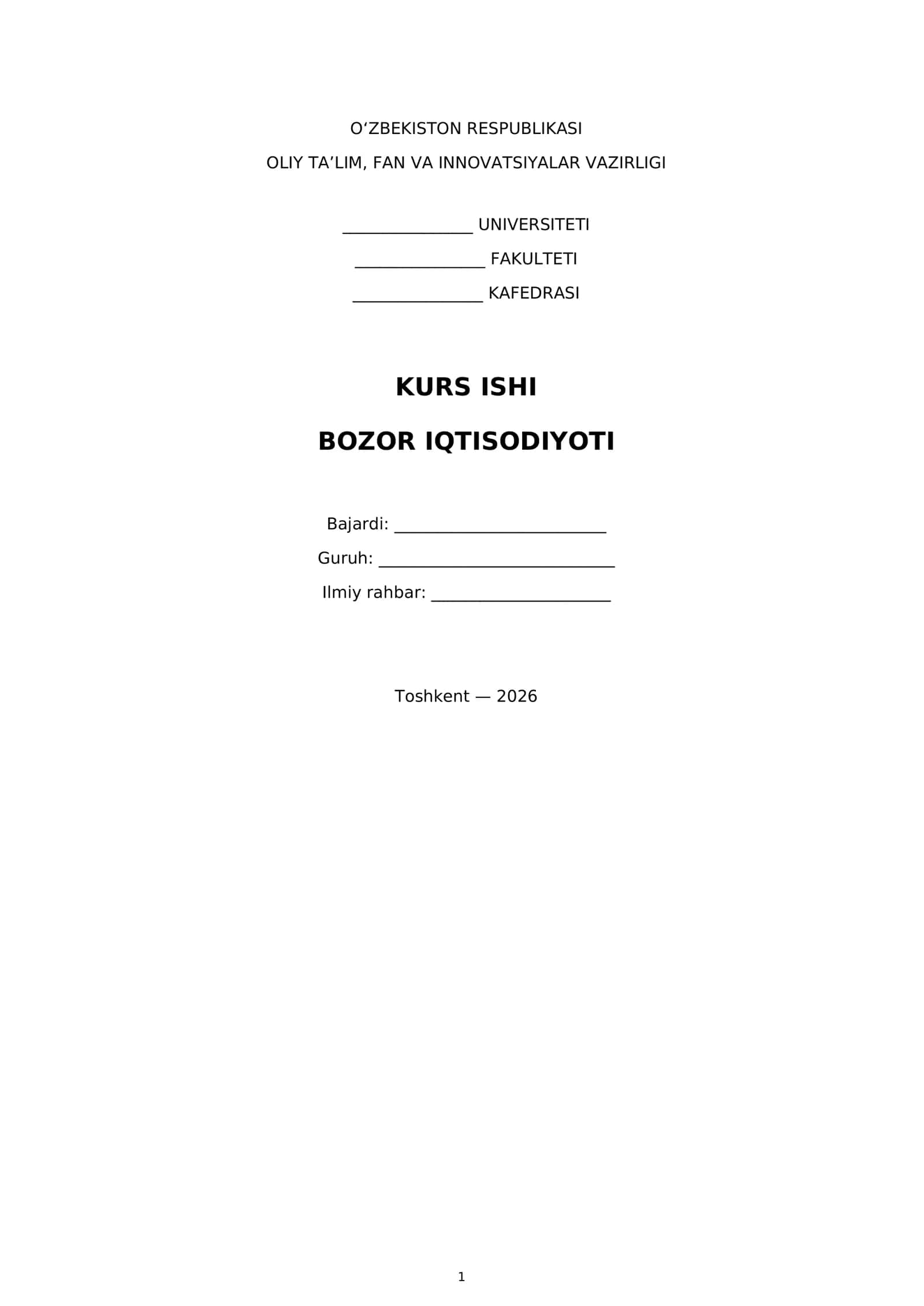 Bozor Iqtisodiyoti