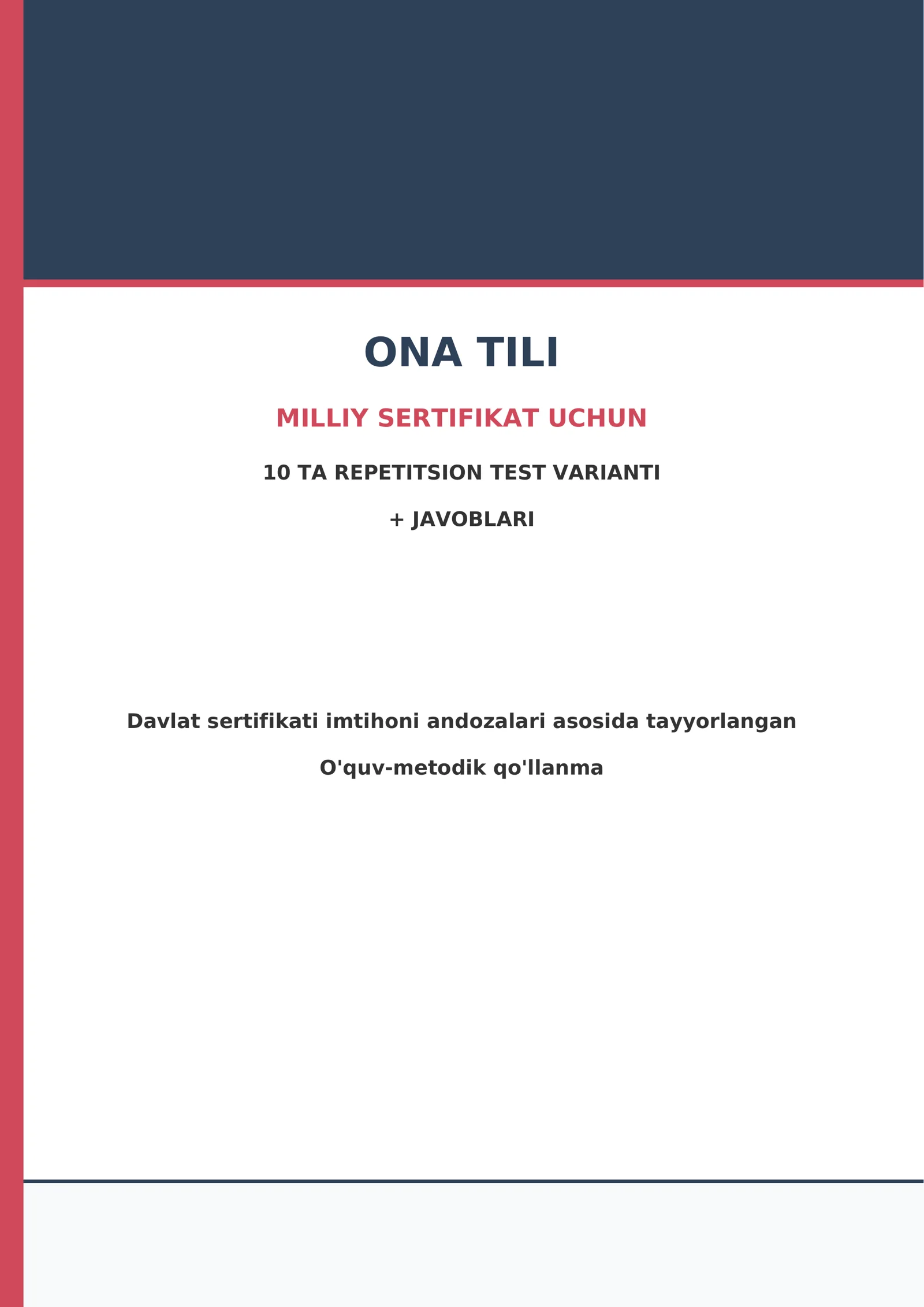 Ona tili — Milliy sertifikat uchun 10 ta repetitsion test varianti + javoblari