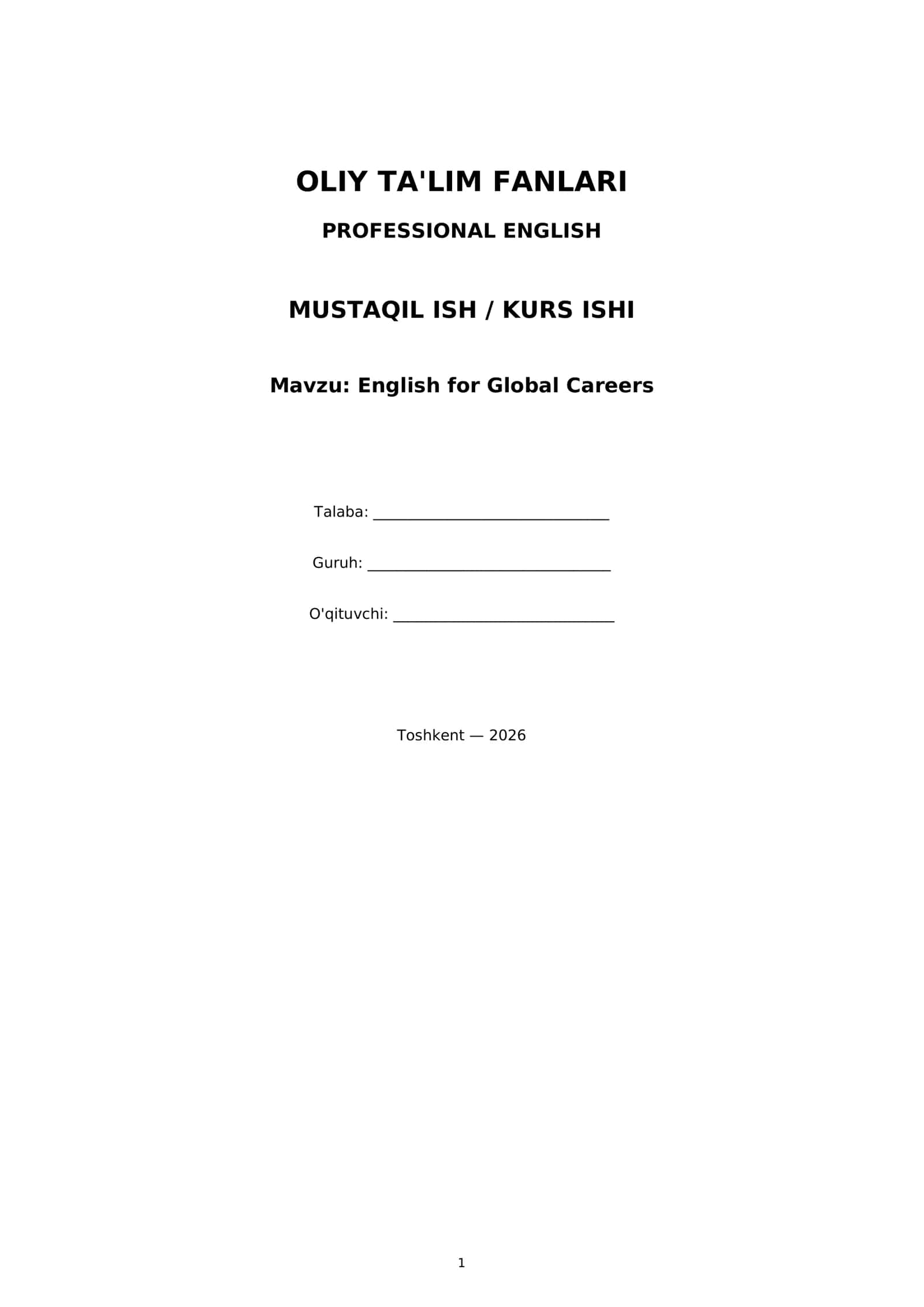 English for Global Careers
