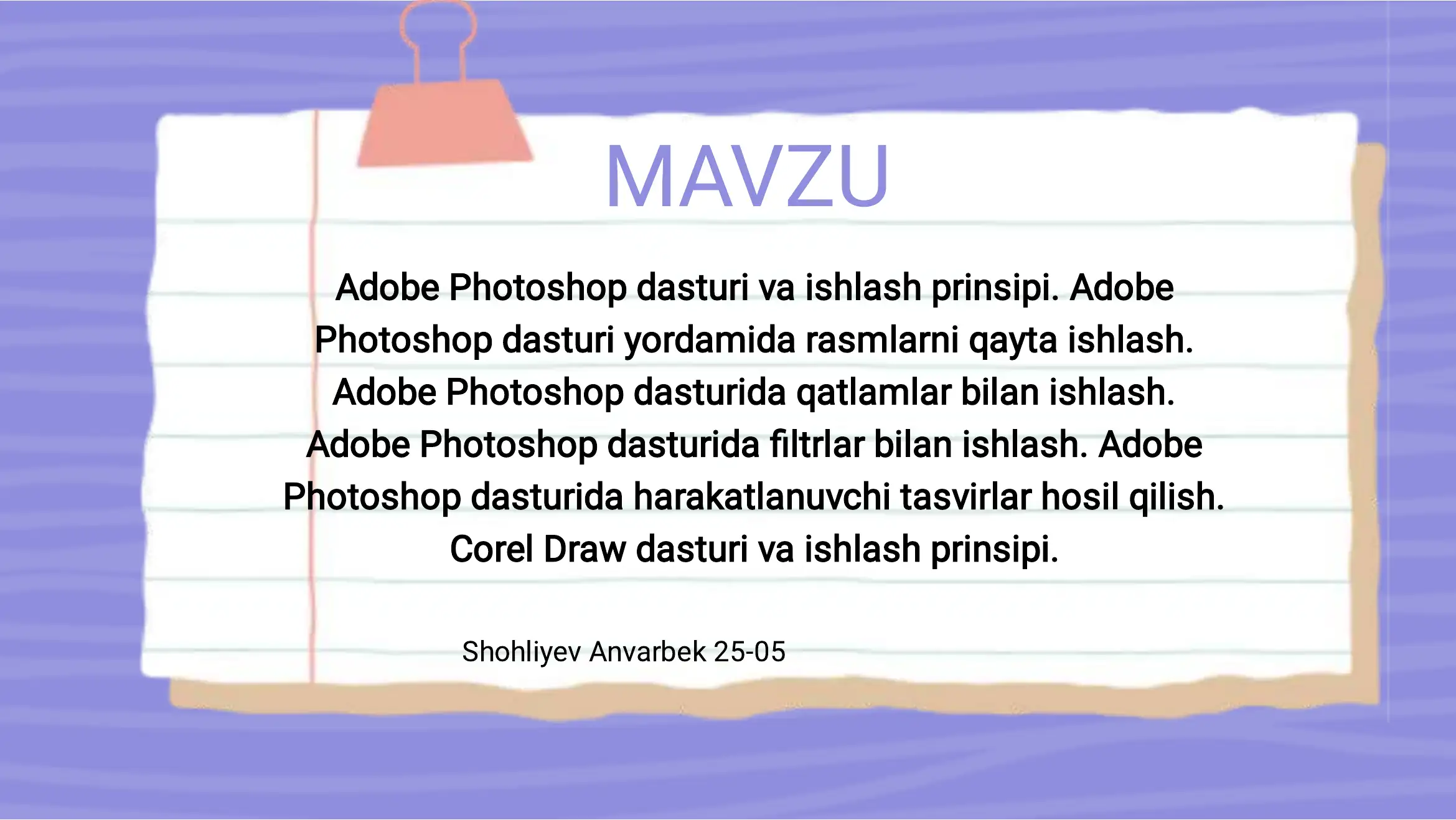 Adobe Photoshop dasturi va ishlash prinsipi