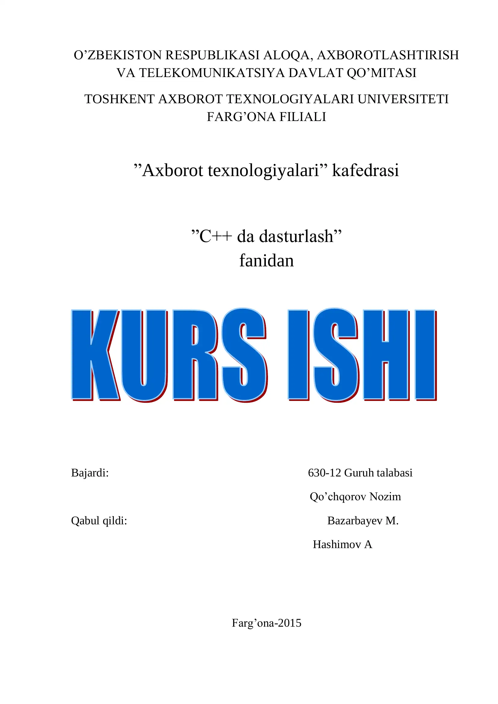 C++ da dasturlash