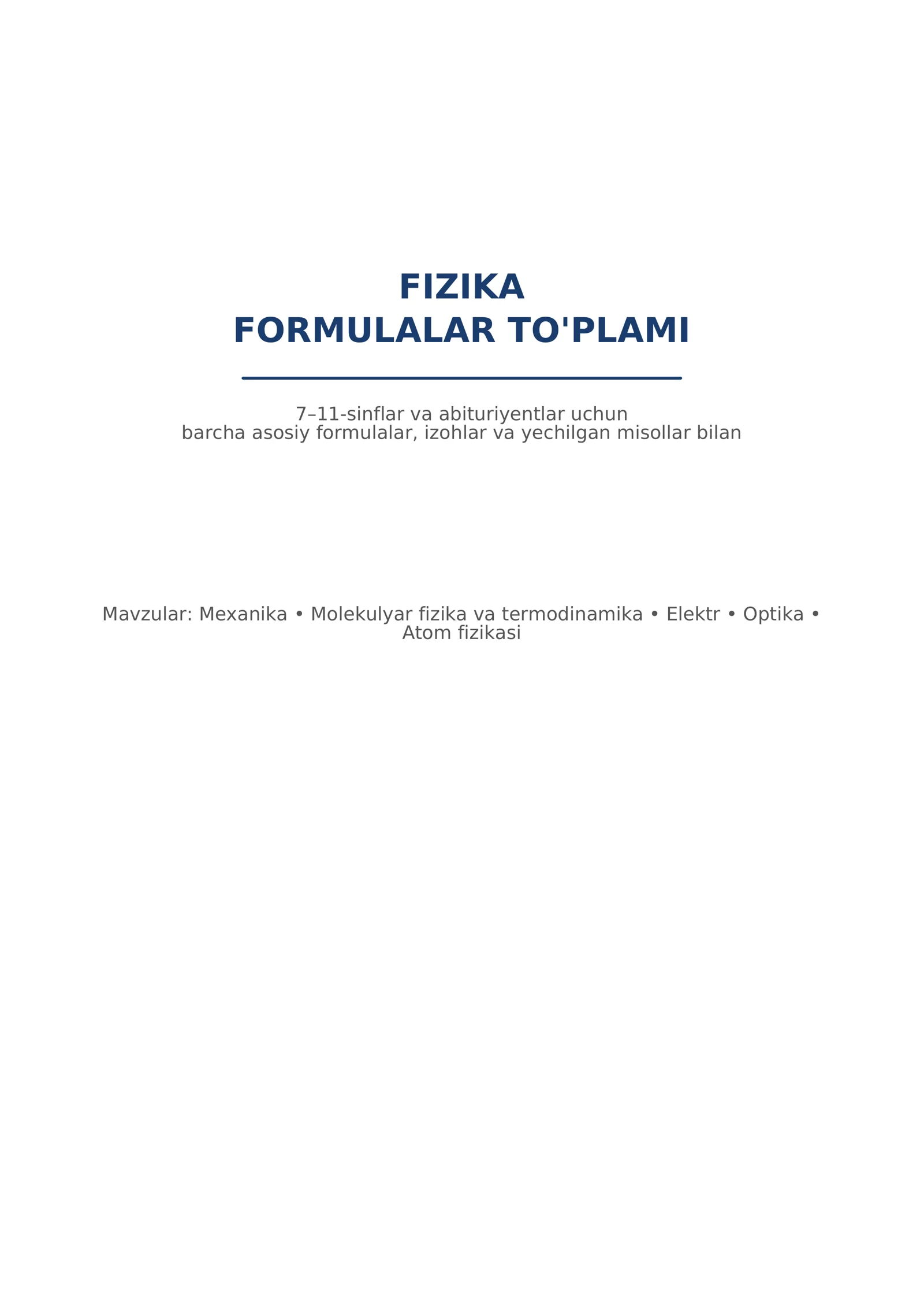 DTM/Milliy sertifikat uchun Fizika formulalari