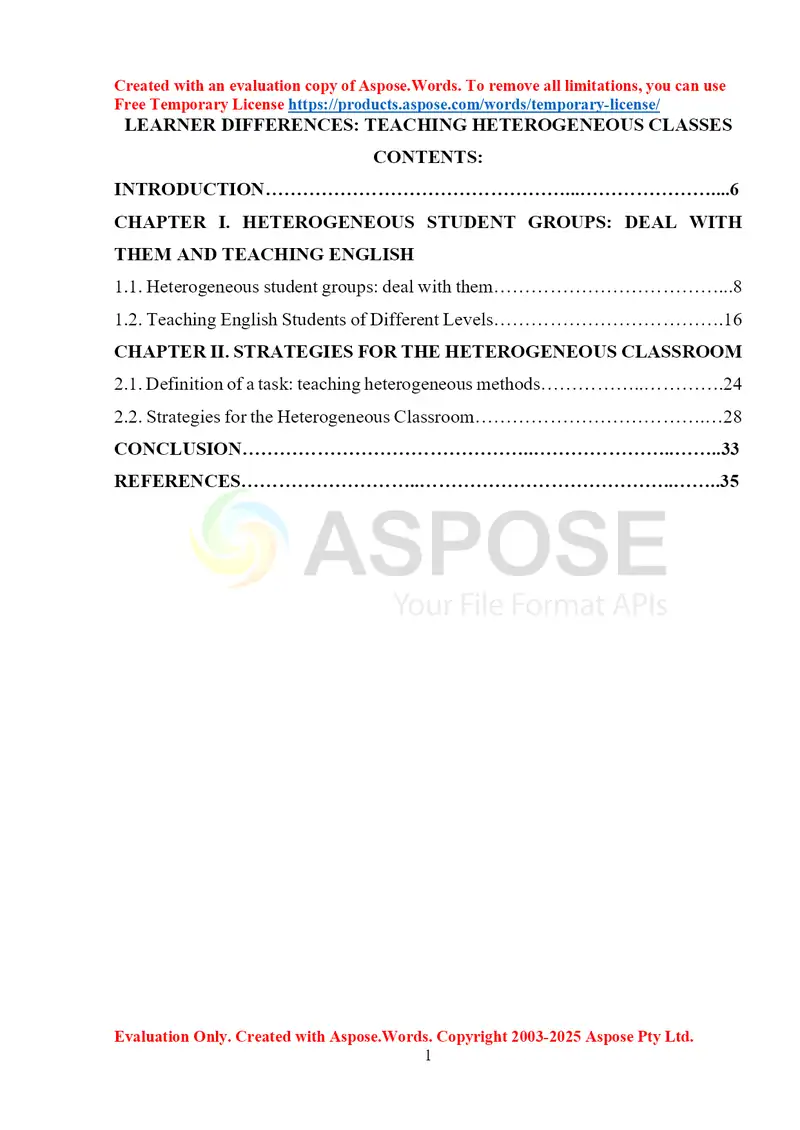 LEARNER DIFFERENCES: TEACHING HETEROGENEOUS CLASSES