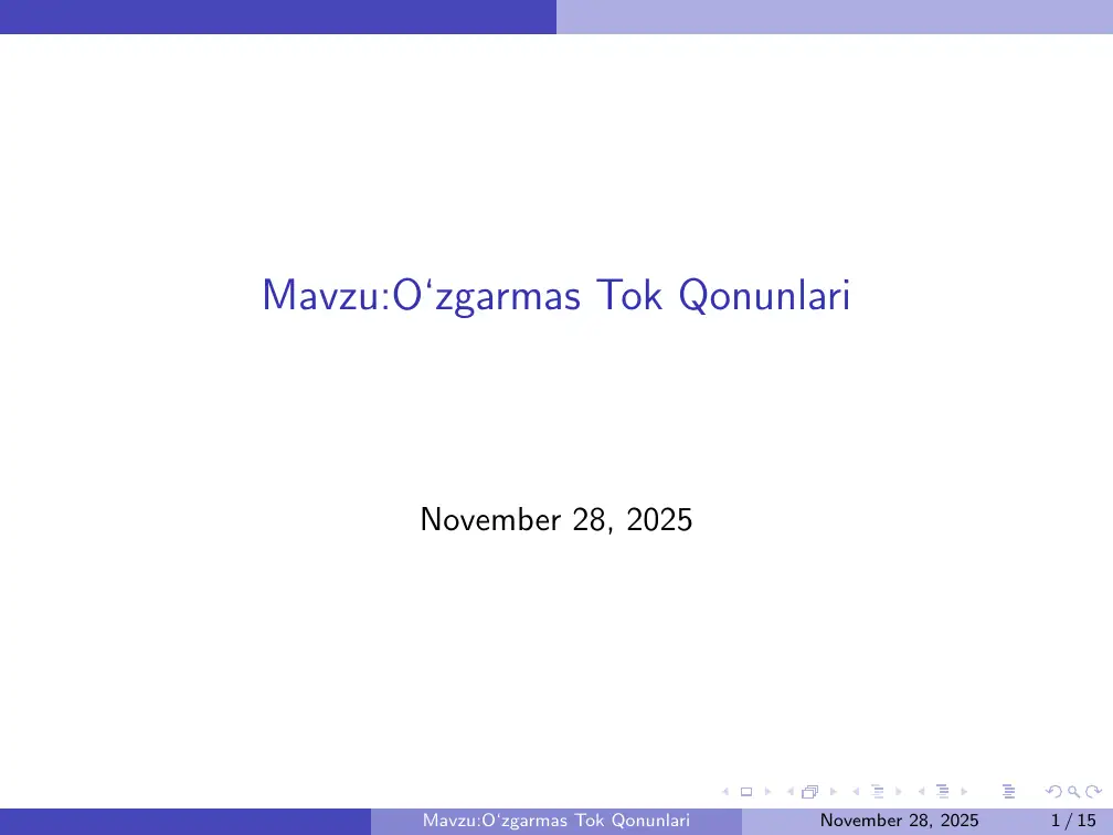 O‘zgarmas Tok Qonunlari