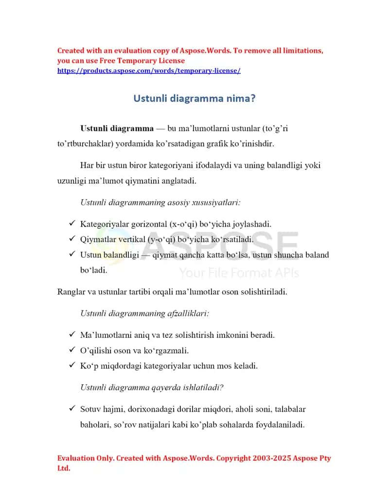 Ustunli diagrammalar