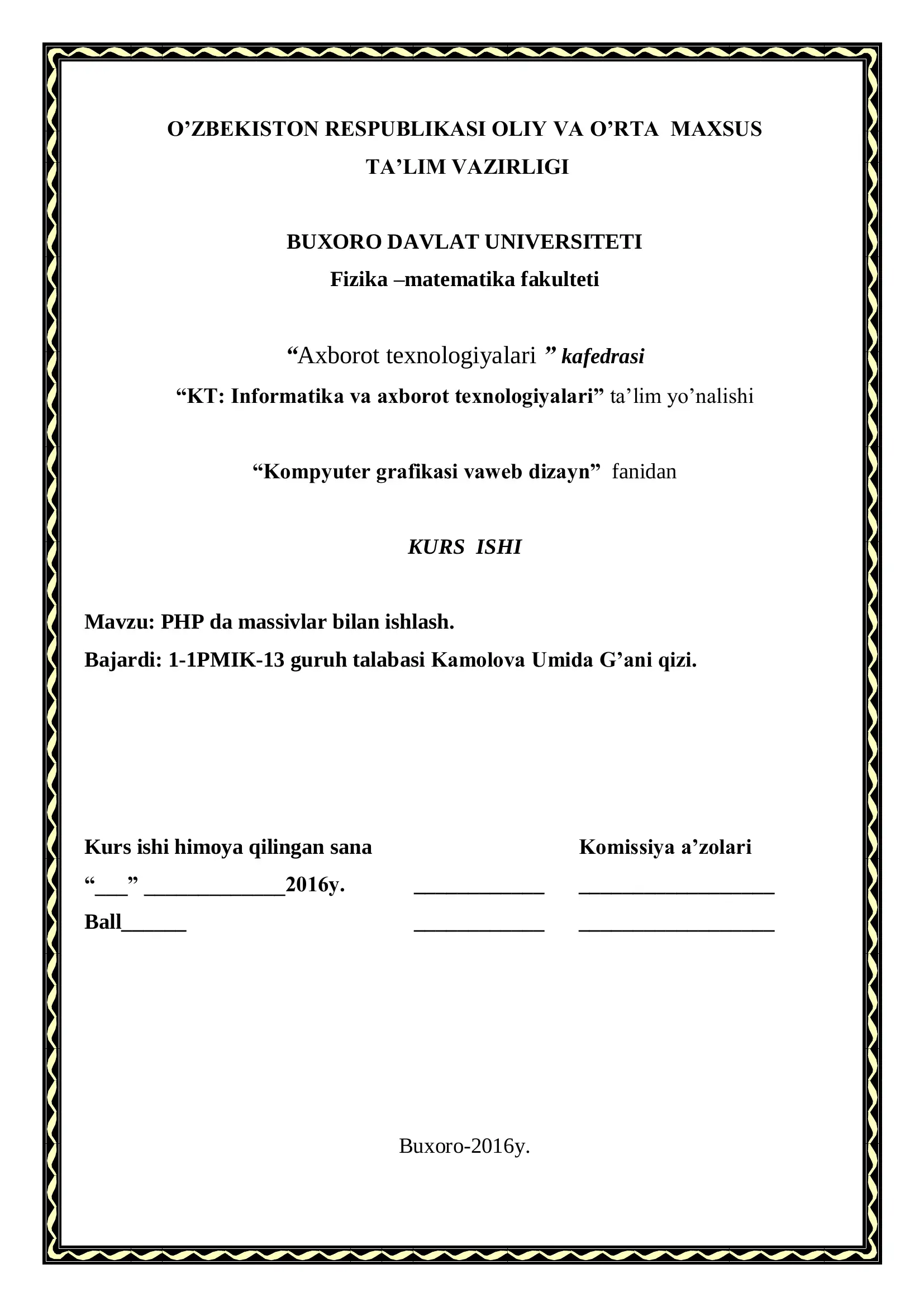 PHP da massivlar bilan ishlash