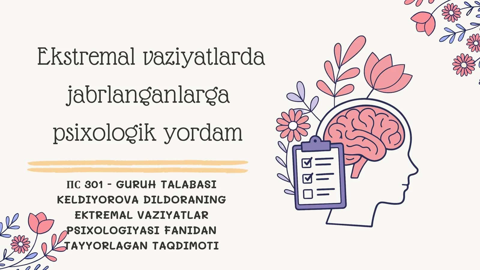 EKTREMAL VAZIYATLAR PSIXOLOGIYASI