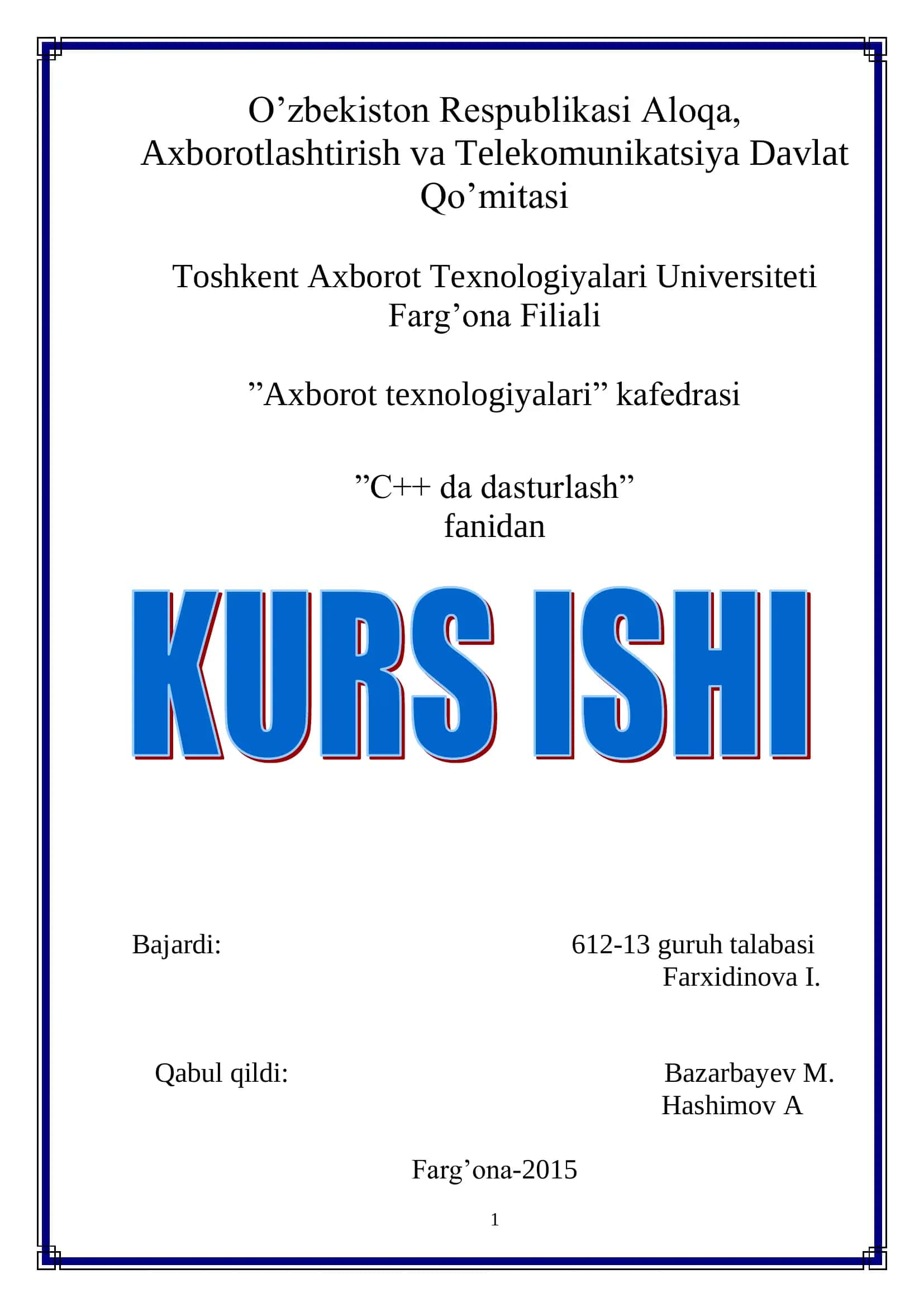 Bojxona punktida fuqarolarni chetga chiqib kirishini ro’xatga olish dasturi