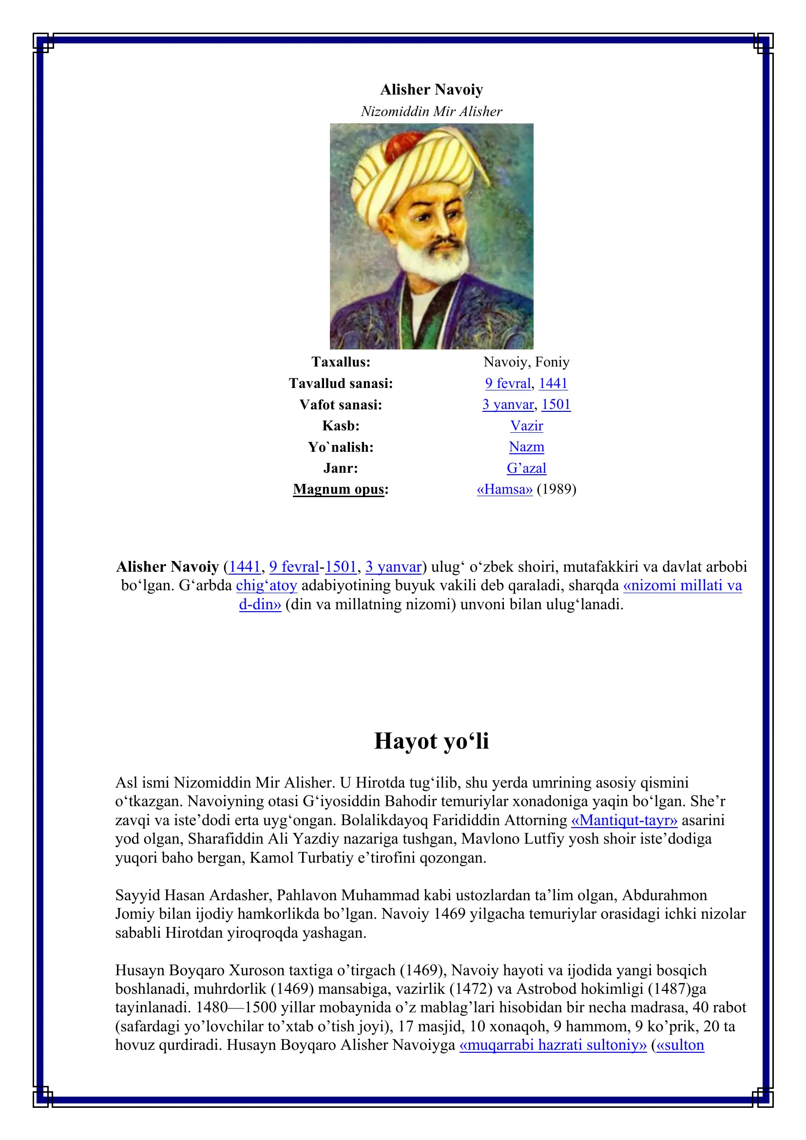 Alisher Navoiy
